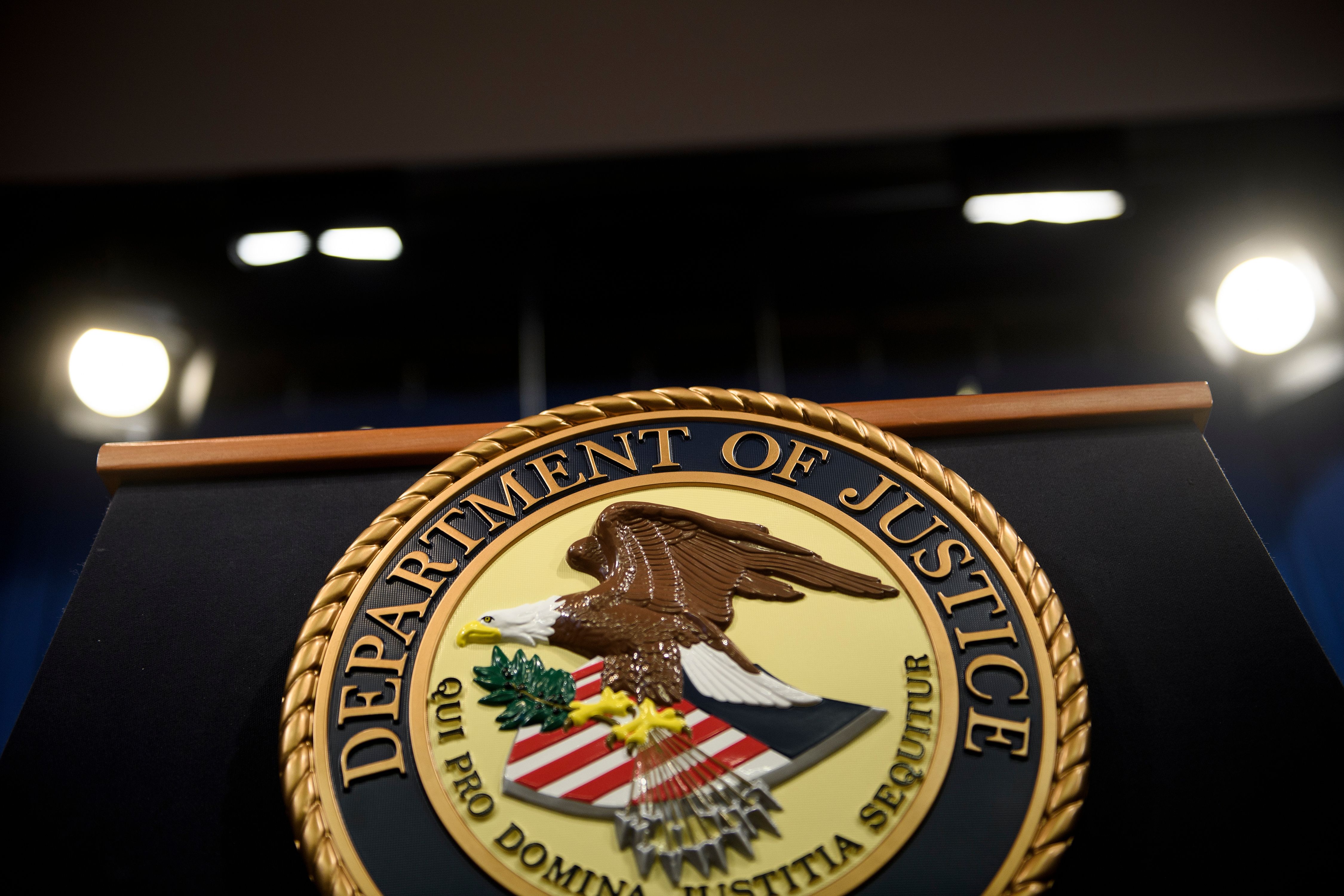 A view of the lecture before US Attorney General William Barr holds a press conference (Photo by BRENDAN SMIALOWSKI/AFP via Getty Images)