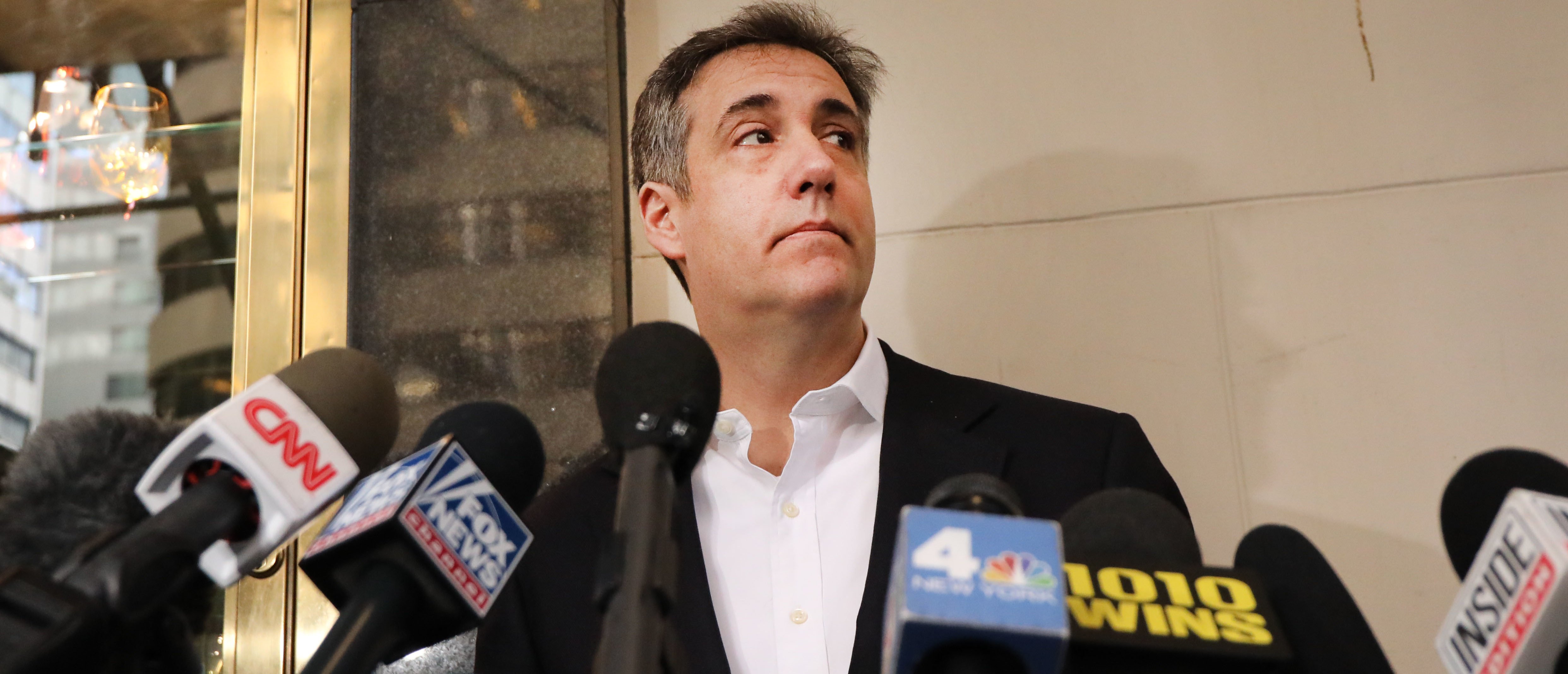 NEW YORK, NEW YORK - MAY 06: Michael Cohen, the former personal attorney to President Donald Trump, speaks to the media before departing his Manhattan apartment for prison on May 06, 2019 in New York City. Cohen is due to report to a federal prison in Otisville, New York, where he will begin serving a three-year sentence for campaign finance violations, tax evasion and other crimes. (Photo by Spencer Platt/Getty Images)
