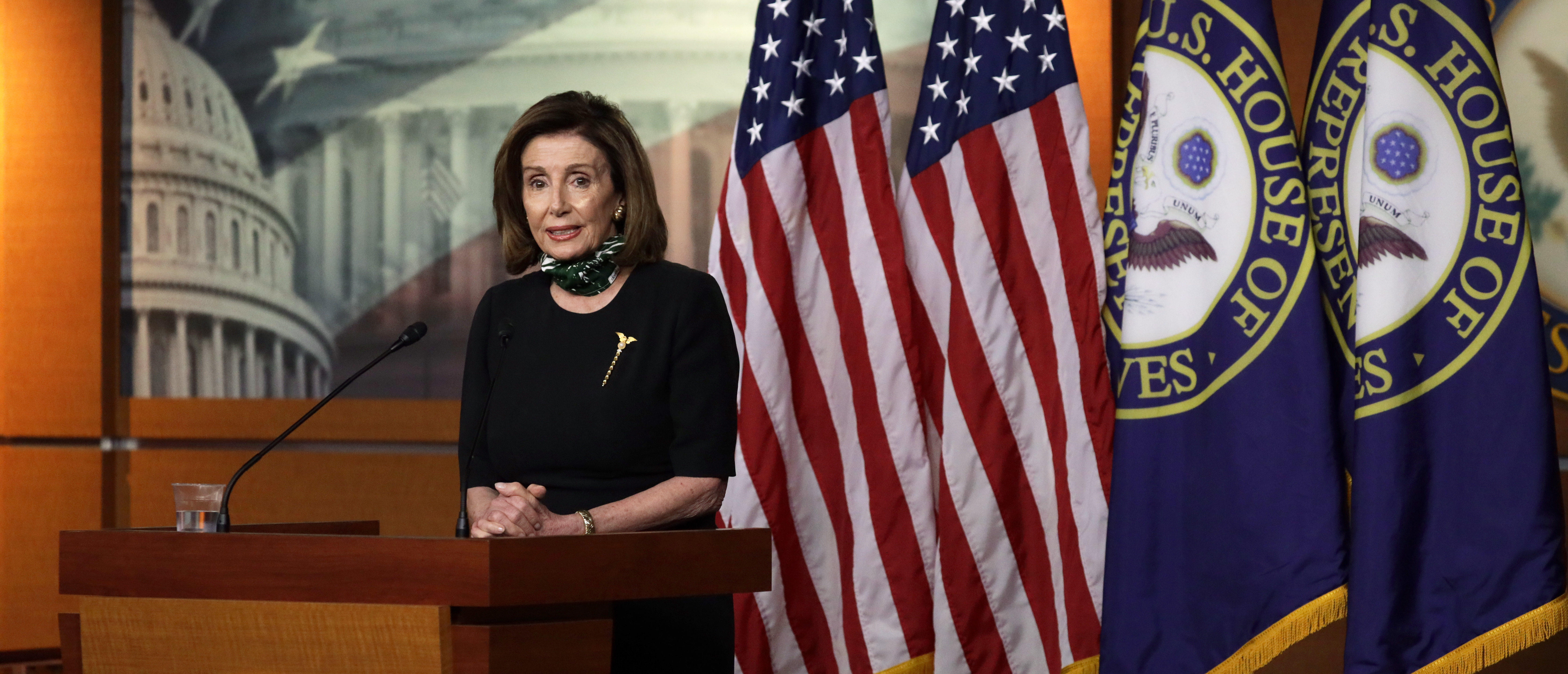 WASHINGTON, DC - MAY 14: U.S. Speaker of the House Rep. Nancy Pelosi (D-CA) speaks during a weekly news conference at the U.S. Capitol May 14, 2020 in Washington, DC. Speaker Pelosi held a weekly news conference to fill questions from members of the press. (Photo by Alex Wong/Getty Images)
