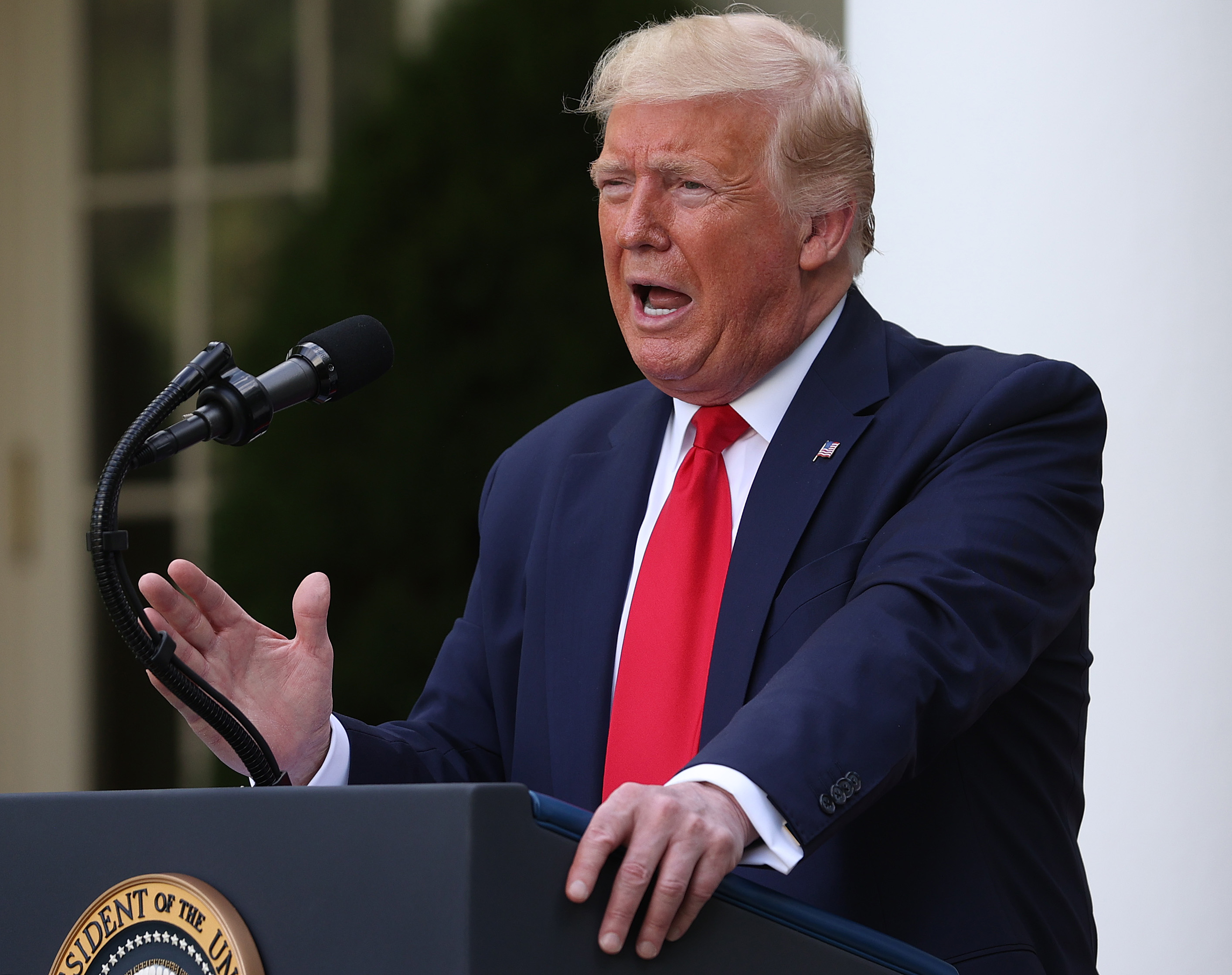 U.S. President Donald Trump makes remarks during an event on protecting seniors with diabetes, in the Rose Garden at the White House on May 26, 2020 in Washington, DC. (Win McNamee/Getty Images)
