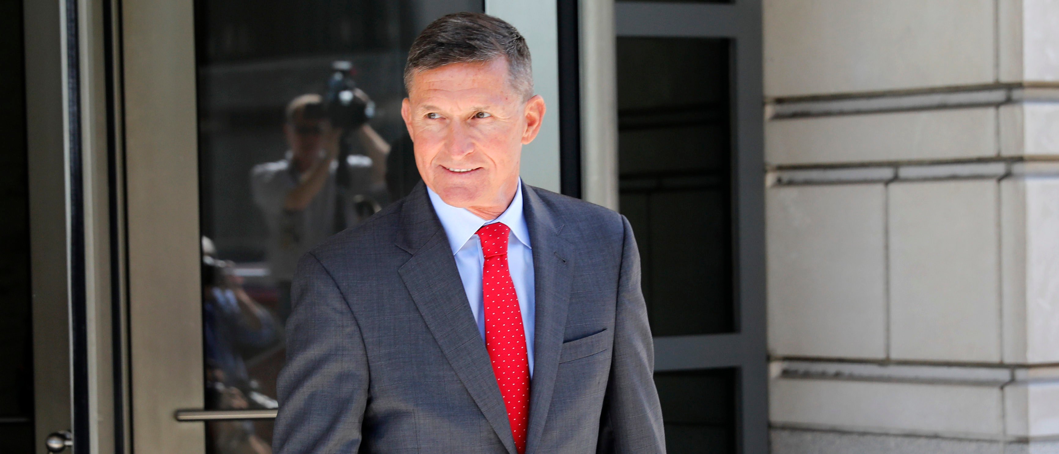 Michael Flynn, former National Security Advisor to President Donald Trump, departs the E. Barrett Prettyman United States Courthouse following a pre-sentencing hearing July 10, 2018 in Washington, DC. (Aaron P. Bernstein/Getty Images)