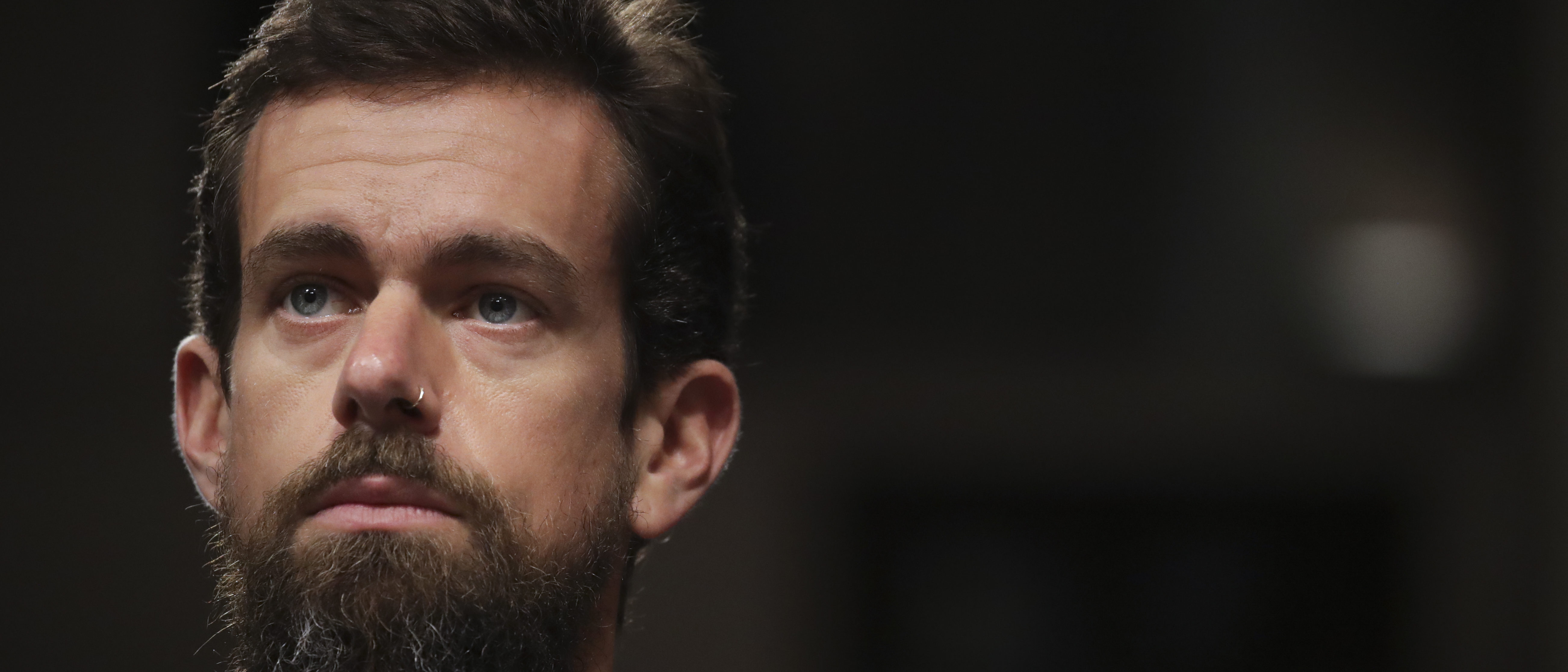 Twitter chief executive officer Jack Dorsey looks on during a Senate Intelligence Committee hearing concerning foreign influence operations' use of social media platforms, on Capitol Hill, September 5, 2018 in Washington, DC. (Drew Angerer/Getty Images)
