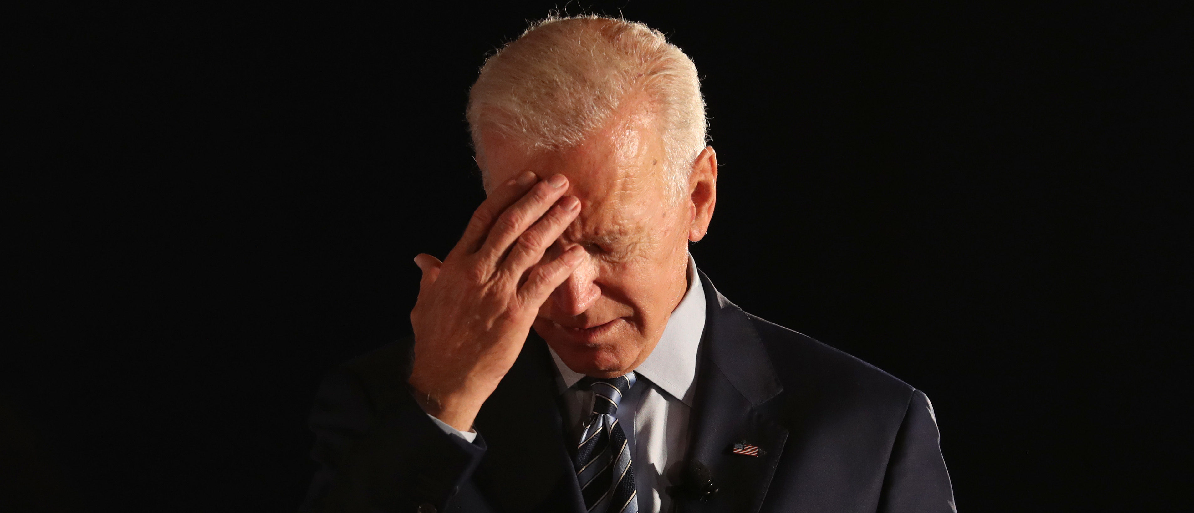 DES MOINES, IOWA - JULY 15: Democratic presidential candidate former U.S. Vice President Joe Biden pauses as he speaks during the AARP and The Des Moines Register Iowa Presidential Candidate Forum at Drake University on July 15, 2019 in Des Moines, Iowa. Twenty Democratic presidential candidates are participating in the forums that will feature four candidate per forum, to be held in cities across Iowa over five days. (Photo by Justin Sullivan/Getty Images)