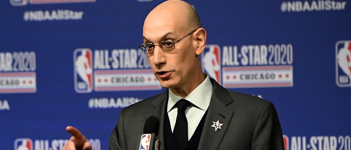 CHICAGO, ILLINOIS - FEB. 15: NBA Commissioner Adam Silver speaks to the media during a press conference at the United Center on Feb. 15, 2020 in Chicago, Illinois. (Photo by Stacy Revere/Getty Images)