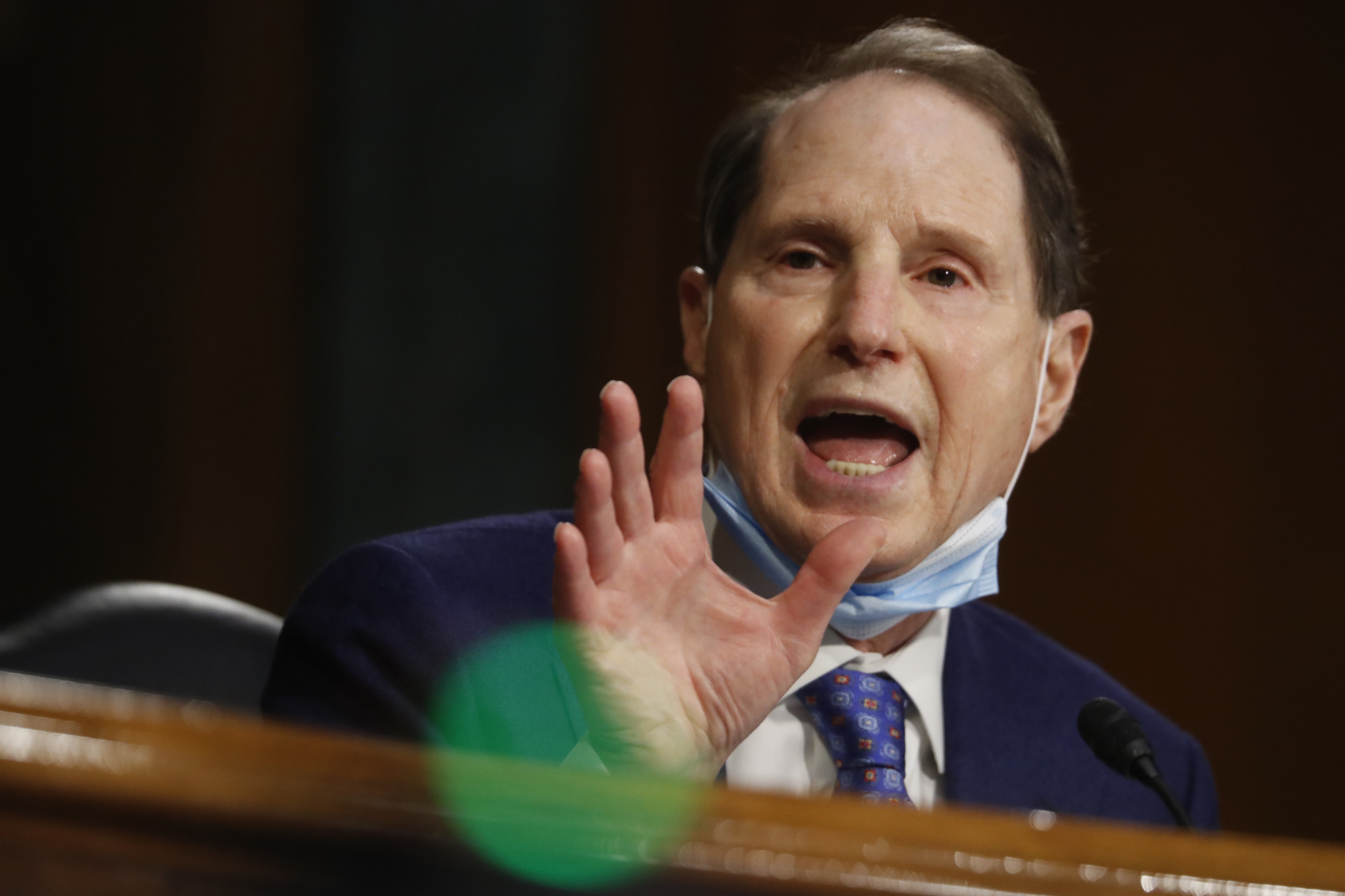 Sen. Ron Wyden speaks during the Senate Intelligence Committee nomination hearing for Rep. John Ratcliffe on May 5, 2020. (Photo: Andrew Harnik/Pool/AFP via Getty Images)