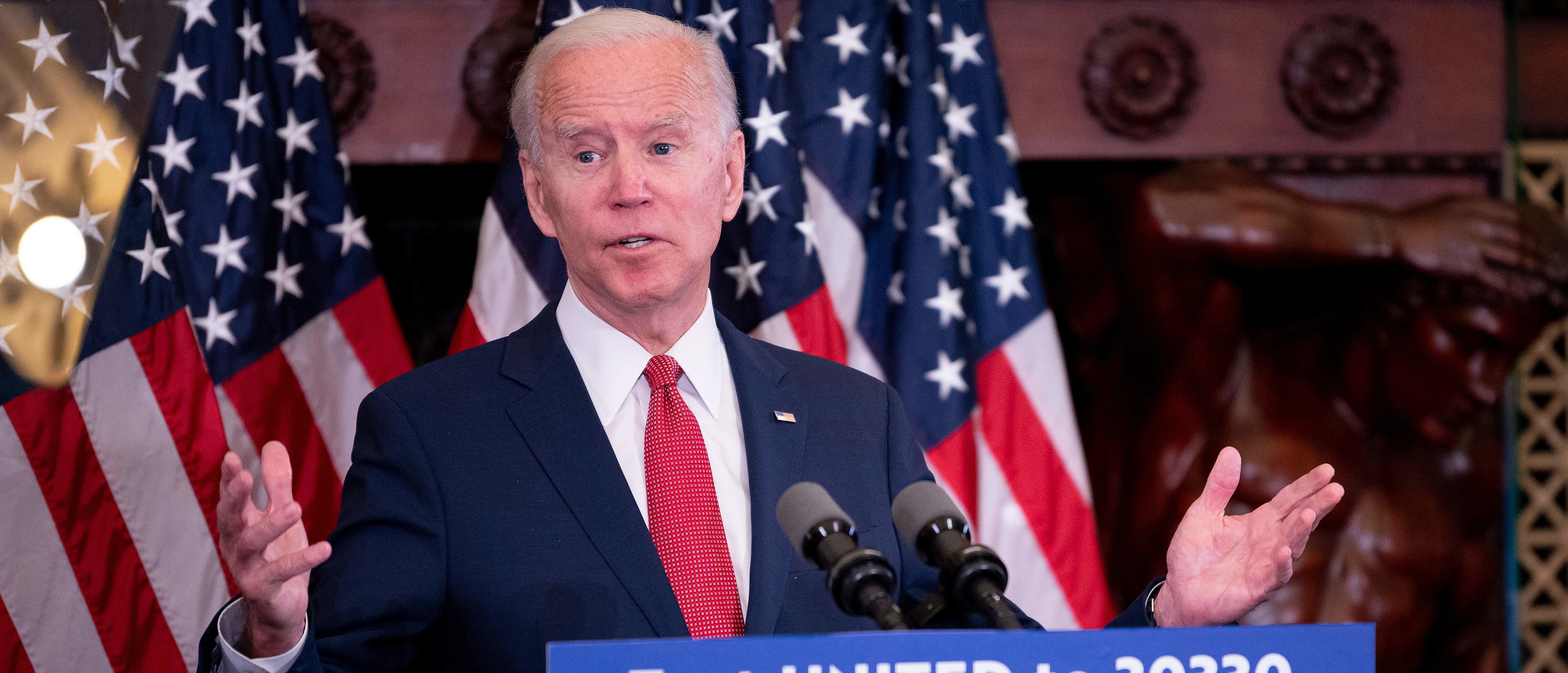 Former vice president and Democratic presidential candidate Joe Biden speaks about the unrest across the country from Philadelphia City Hall on June 2, 2020, in Philadelphia, Pennsylvania, contrasting his leadership style with that of US President Donald Trump, and calling George Floyd's death "a wake-up call for our nation." (Photo by JIM WATSON/AFP via Getty Images)