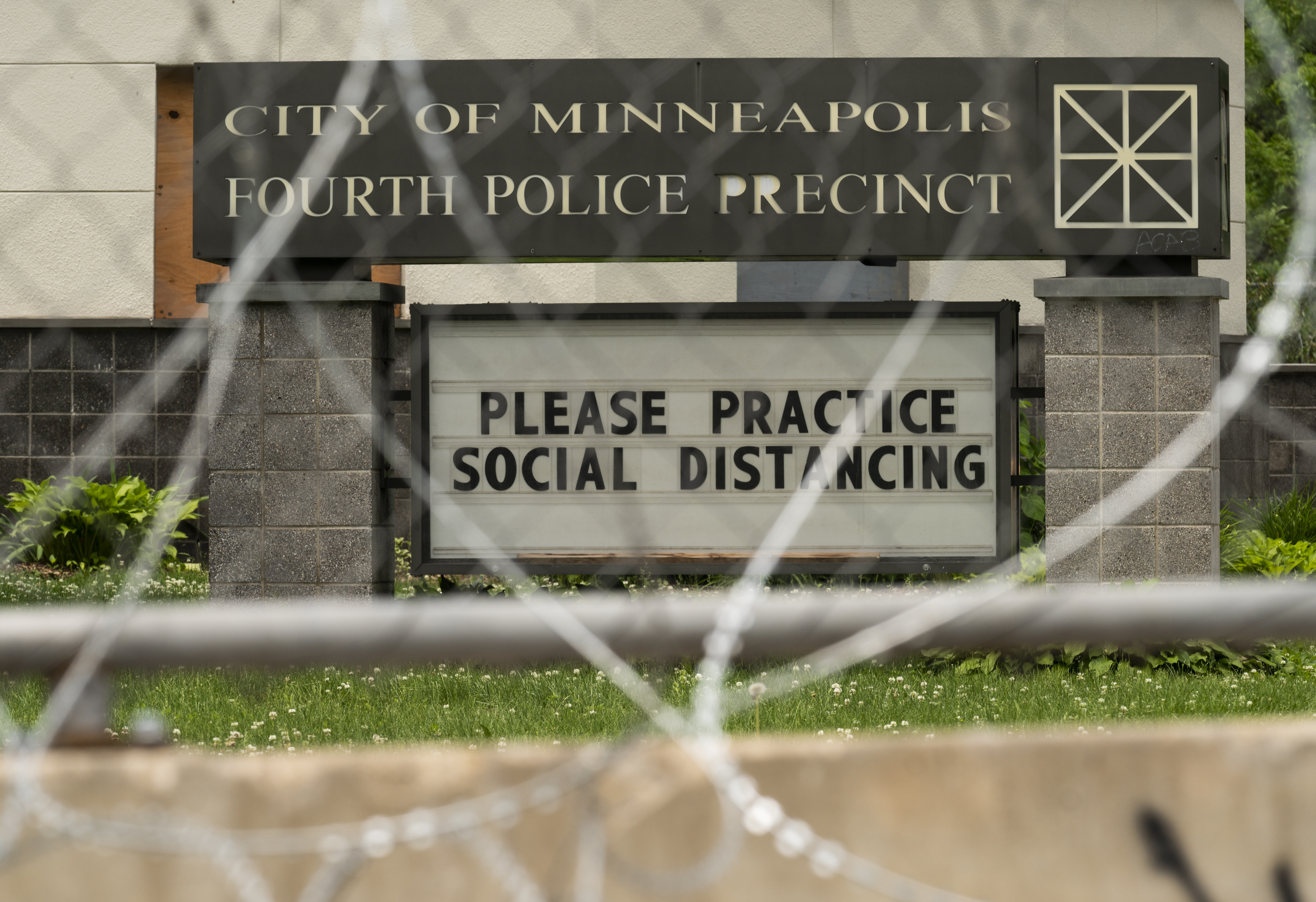 A general view outside the Fourth Precinct Police Station on June 9, 2020 in Minneapolis, Minnesota. (Photo by Stephen Maturen/Getty Images)