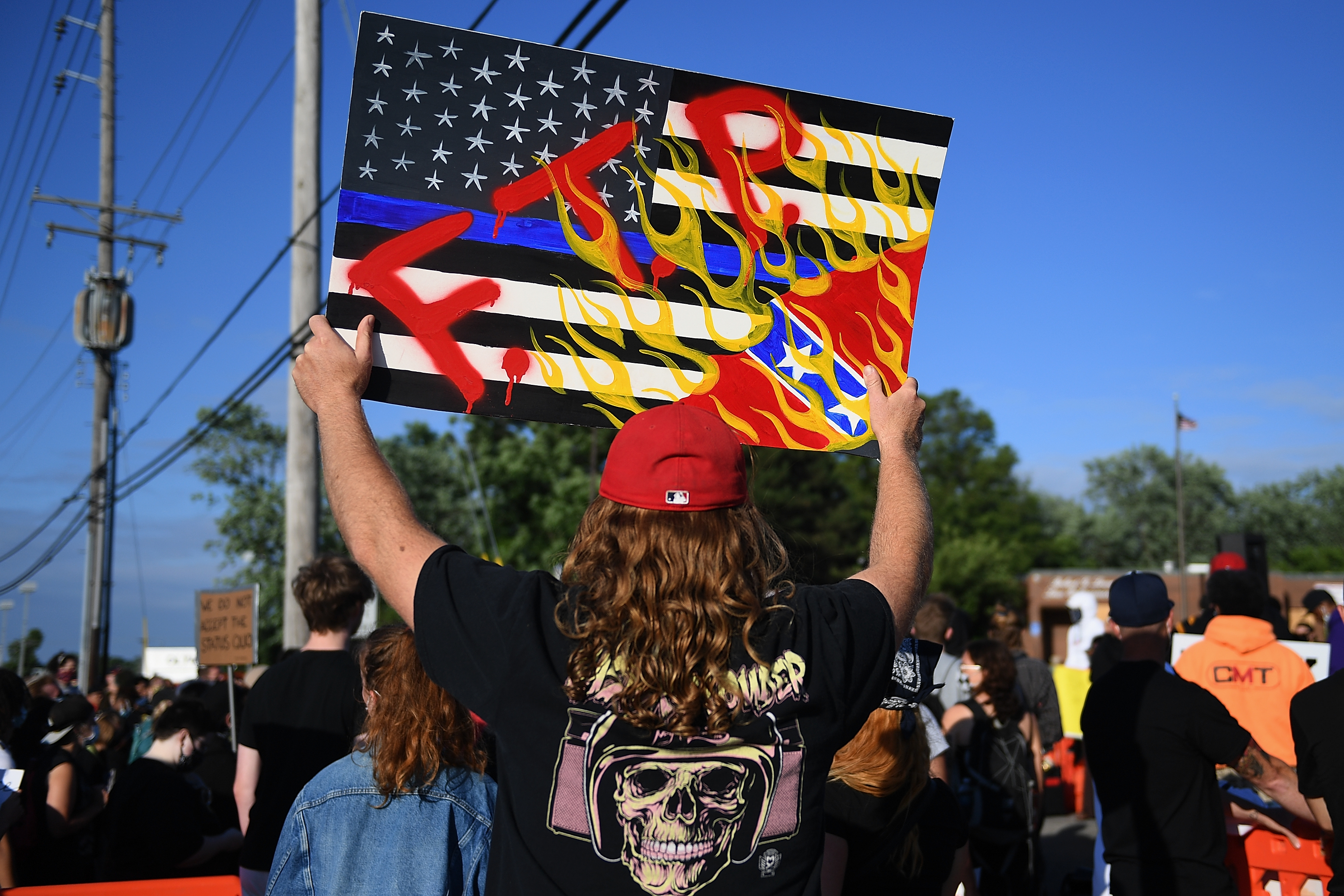 Protesters demonstrate during a protest against racism and police brutality at the Florissant Police Department on June 10, 2020 in Florissant, Missouri. (Photo: Michael B. Thomas/Getty Images)