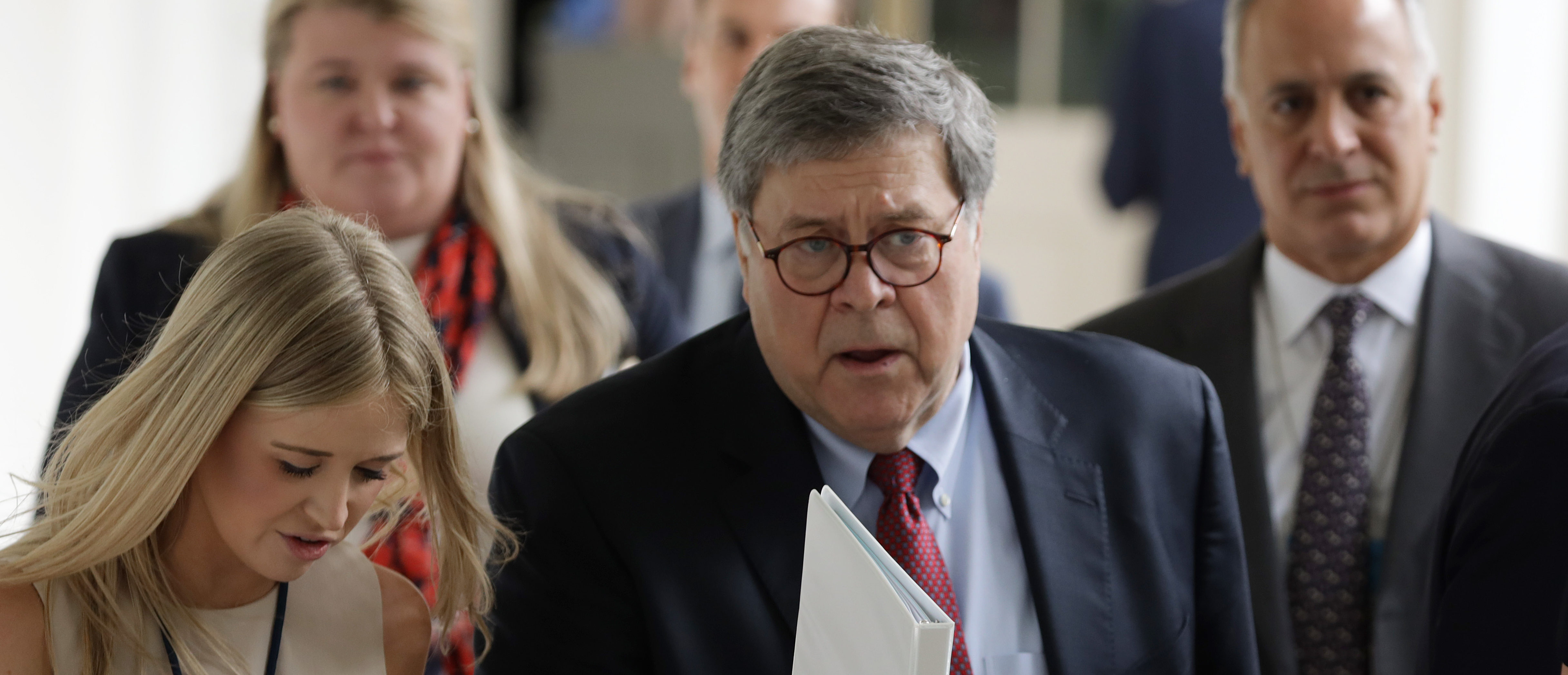 U.S. Attorney General William Barr is escorted to the Rose Garden for an event on “Safe Policing for Safe Communities”, at the White House June 16, 2020 in Washington, DC. (Alex Wong/Getty Images)