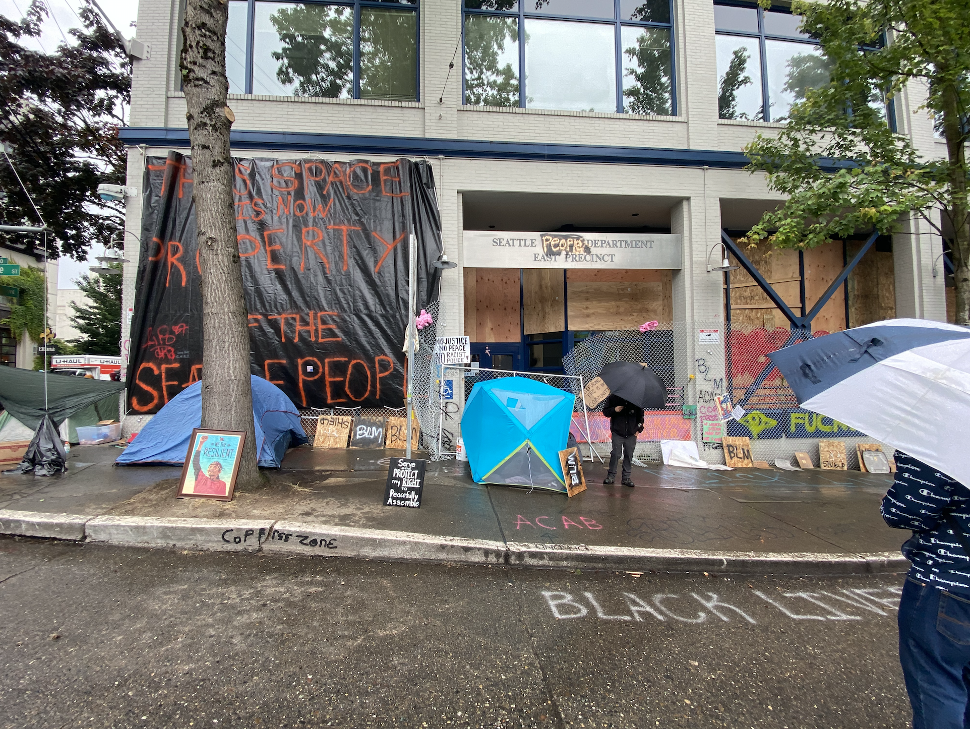 Seattle's East Precinct has been taken over by protesters and is inside CHAZ. (Credit Shelby Talcott)