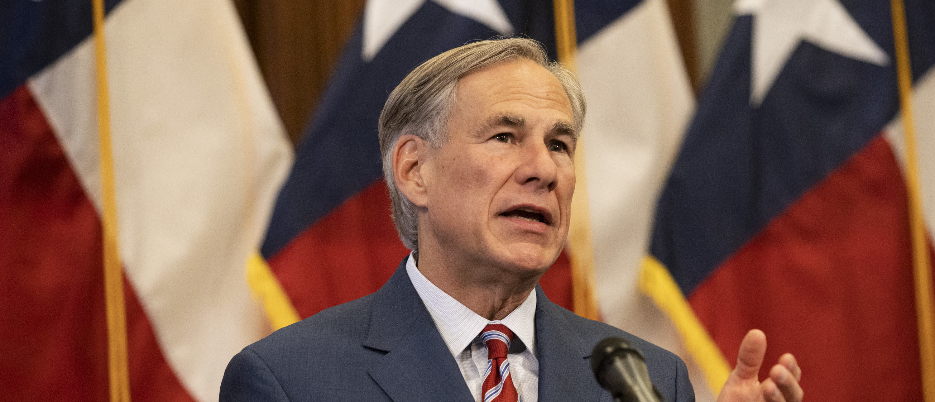 AUSTIN, TX - MAY 18: (EDITORIAL USE ONLY) Texas Governor Greg Abbott announces the reopening of more Texas businesses during the COVID-19 pandemic at a press conference at the Texas State Capitol in Austin on Monday, May 18, 2020. Abbott said that childcare facilities, youth camps, some professional sports, and bars may now begin to fully or partially reopen their facilities as outlined by regulations listed on the Open Texas website. (Photo by Lynda M. Gonzalez-Pool/Getty Images)