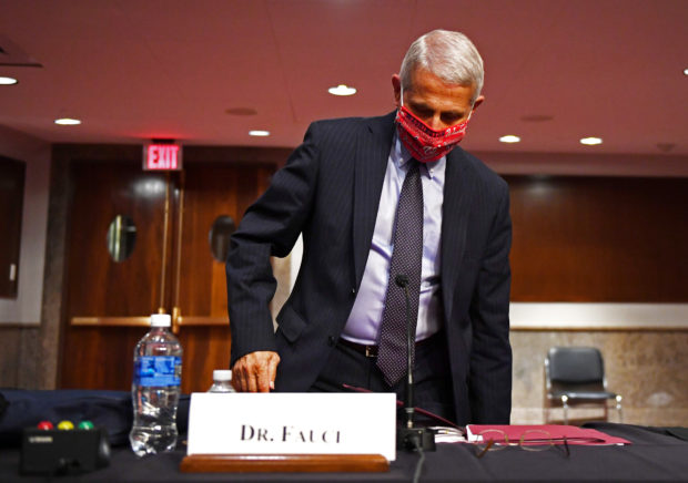 Dr Anthony Fauci, prepares to leave after testifying during a Senate Health, Education, Labor and Pensions (HELP) Committee hearing on Capitol Hill June 30, 2020. Kevin Dietsch/Pool via REUTERS