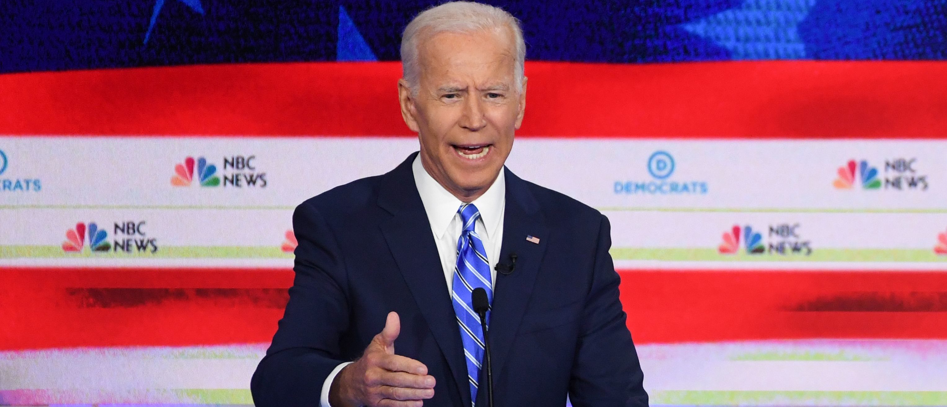 Democratic presidential hopeful Former US Vice President Joseph R. Biden participates in the second Democratic primary debate of the 2020 presidential campaign season hosted by NBC News at the Adrienne Arsht Center for the Performing Arts in Miami, Florida, June 27, 2019. (Photo by SAUL LOEB / AFP) (Photo credit should read SAUL LOEB/AFP via Getty Images)