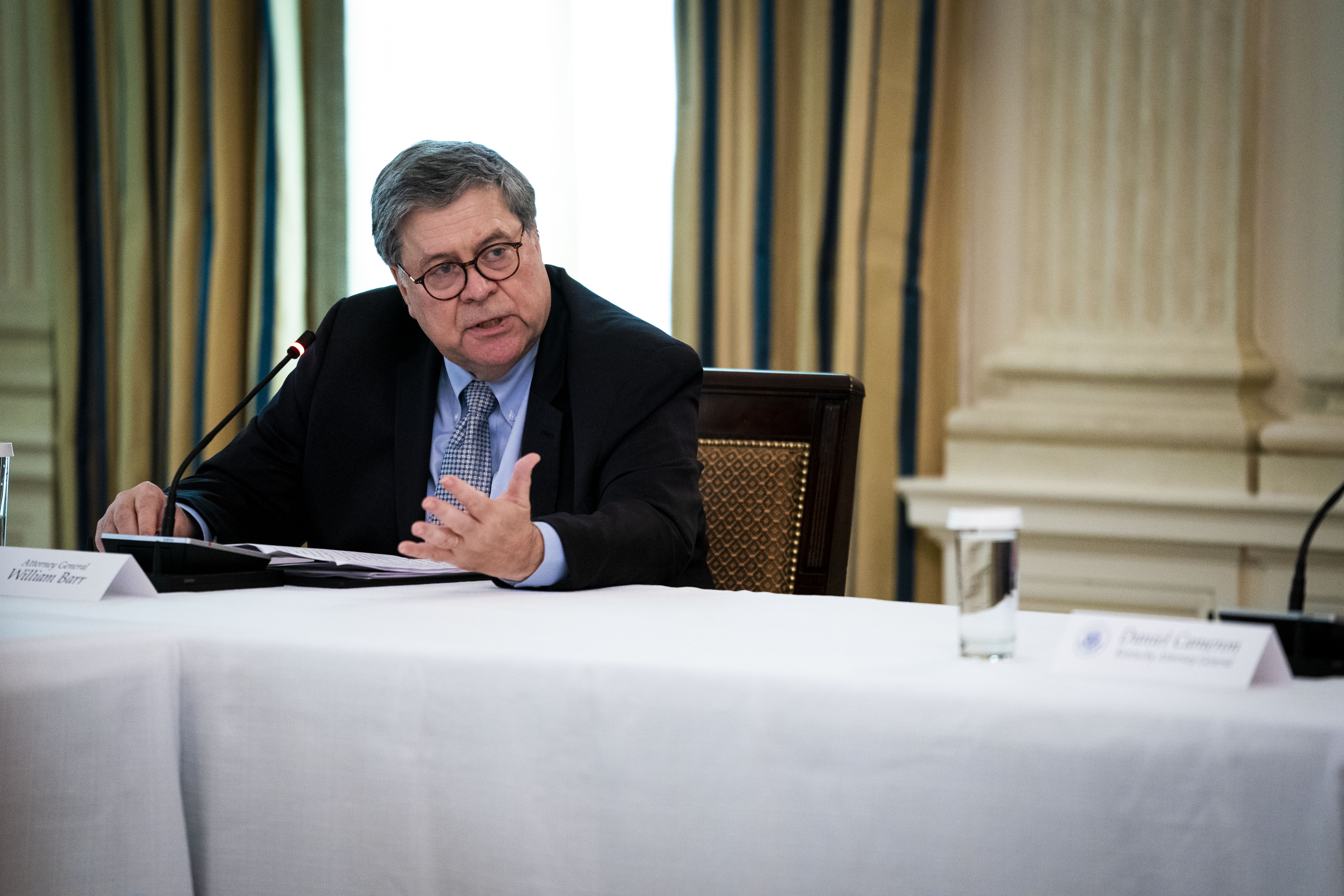 Attorney General William Barr speaks during in a roundtable with law enforcement officials in the State Dining Room of the White House, June, 8, 2020. (Photo: Doug Mills-Pool/Getty Images)
