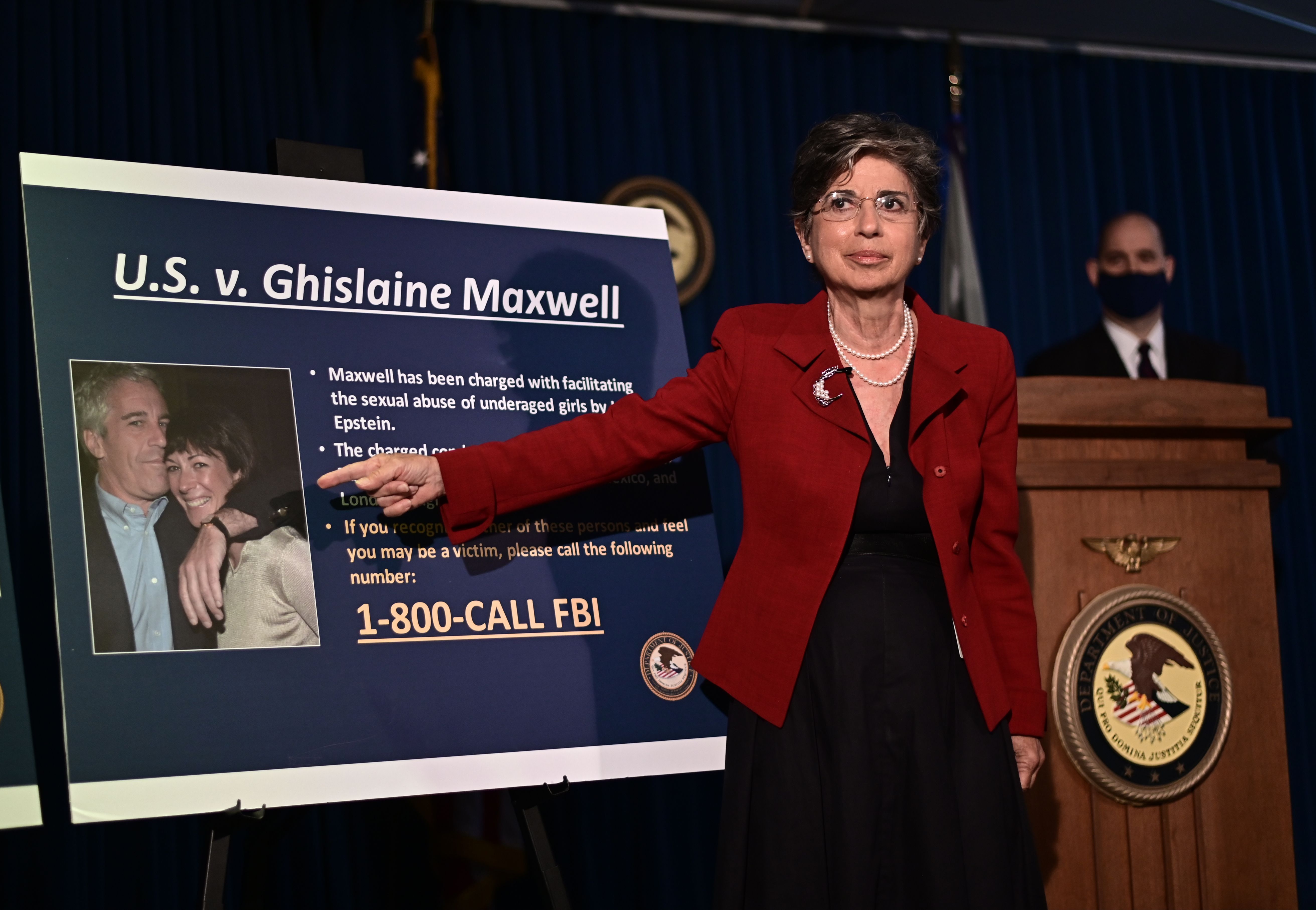 Acting US Attorney for the Southern District of New York, Audrey Strauss, announces charges against Ghislaine Maxwell during a July 2, 2020, press conference in New York City. (Photo by JOHANNES EISELE/AFP via Getty Images)