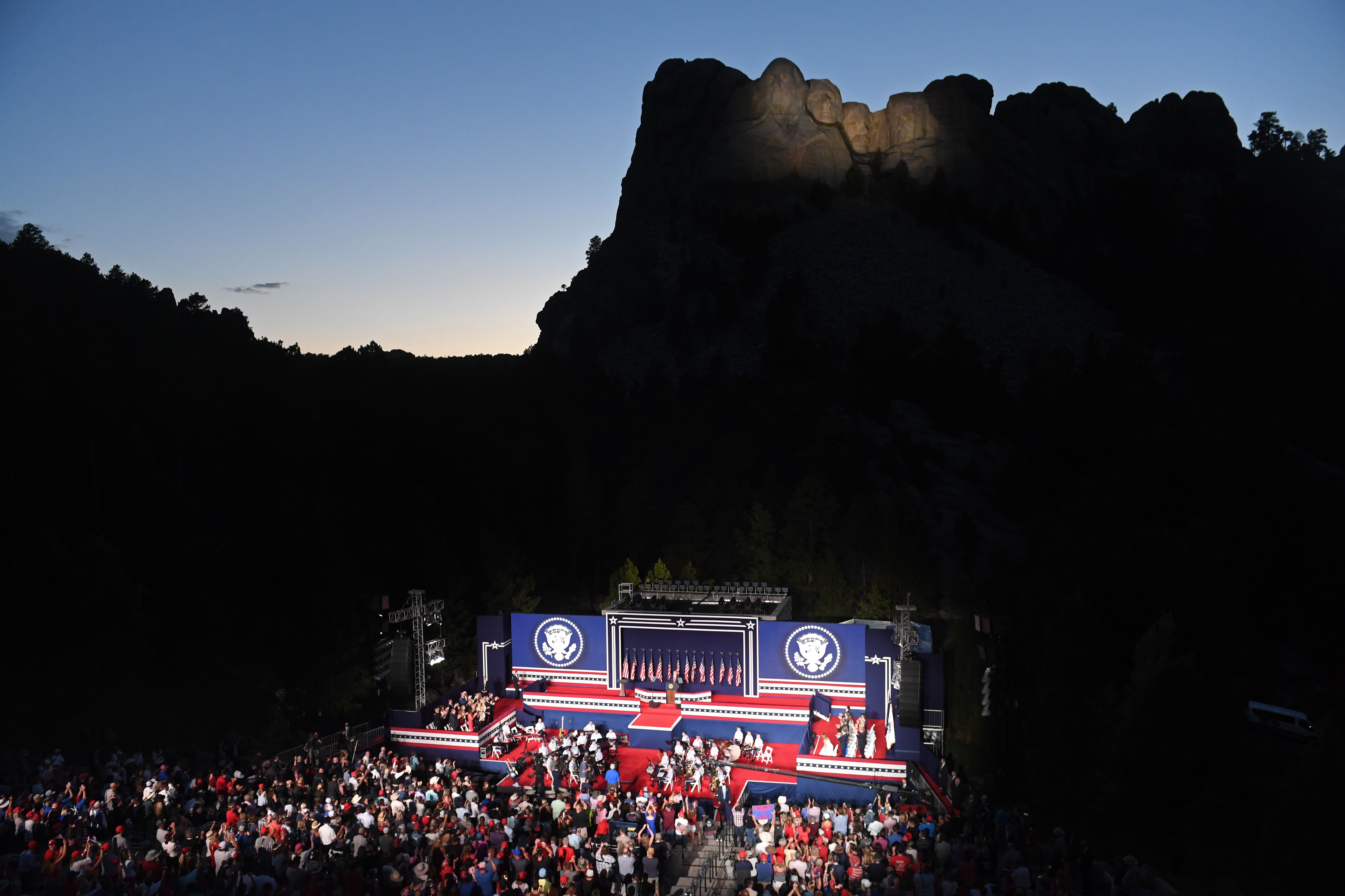US President Donald Trump speaks during the Independence Day events at Mount Rushmore National Memorial in Keystone, South Dakota, July 3, 2020. (Photo by SAUL LOEB / AFP) (Photo by SAUL LOEB/AFP via Getty Images)