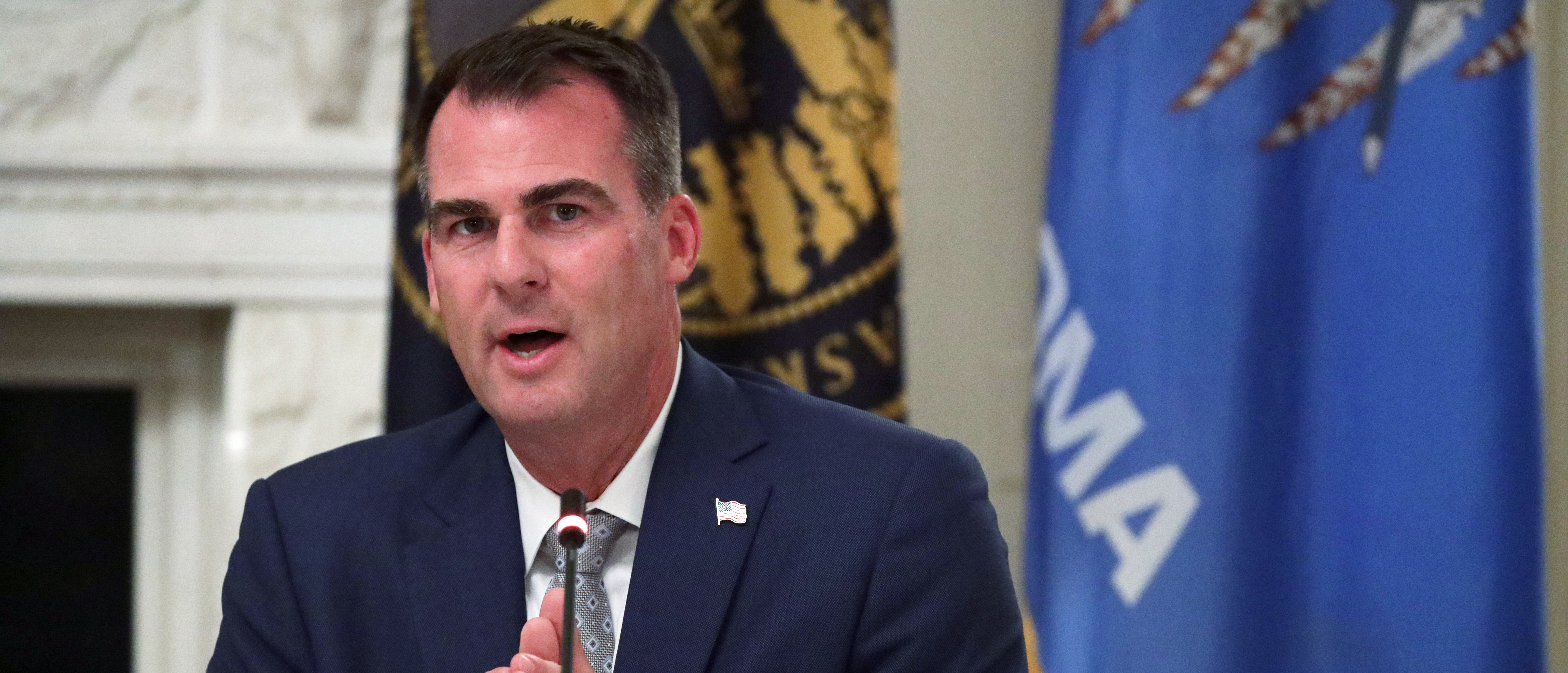 WASHINGTON, DC - JUNE 18: Governor Kevin Stitt (R-OK) speaks during a roundtable at the State Dining Room of the White House June 18, 2020 in Washington, DC. President Trump held a roundtable discussion with Governors and small business owners on the reopening of American’s small business. (Photo by Alex Wong/Getty Images)