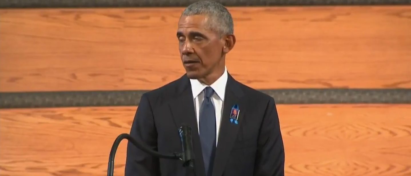 President Barack Obama delivers a speech at Rep. John Lewis' funeral. (Screenshot/WashingtonPostLive)