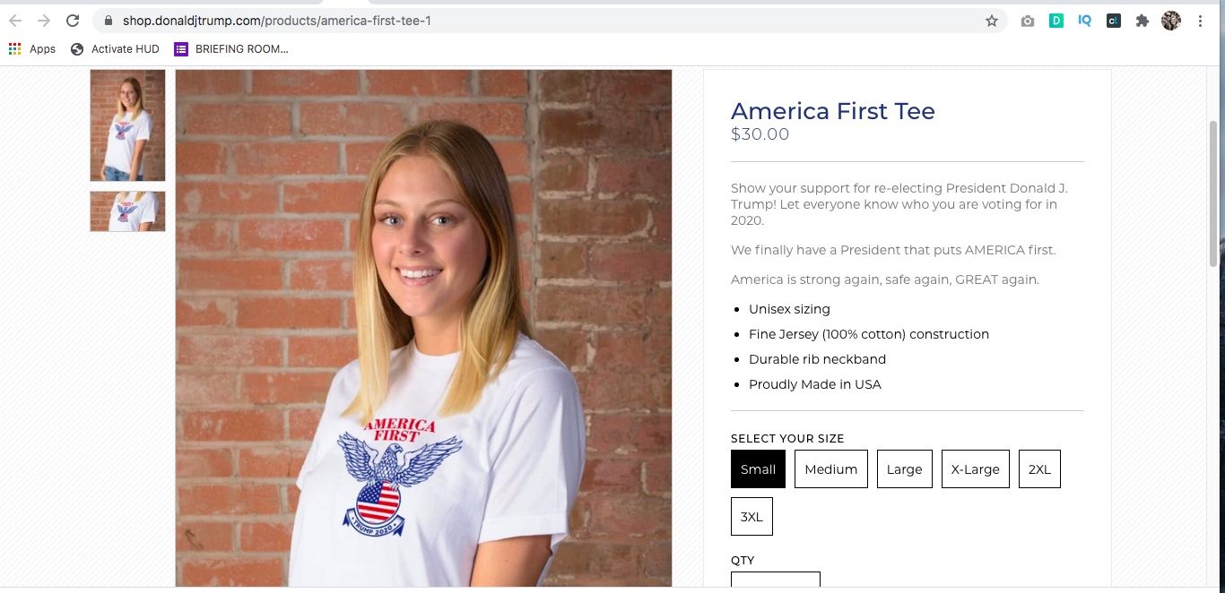 Trump campaign shirt accused of sharing design from Nazi Eagle (shop.donaldtrump.com)