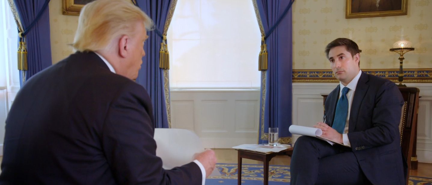 Axios reporter Jonathan Swan interviews President Donald Trump. Screenshot/HBO