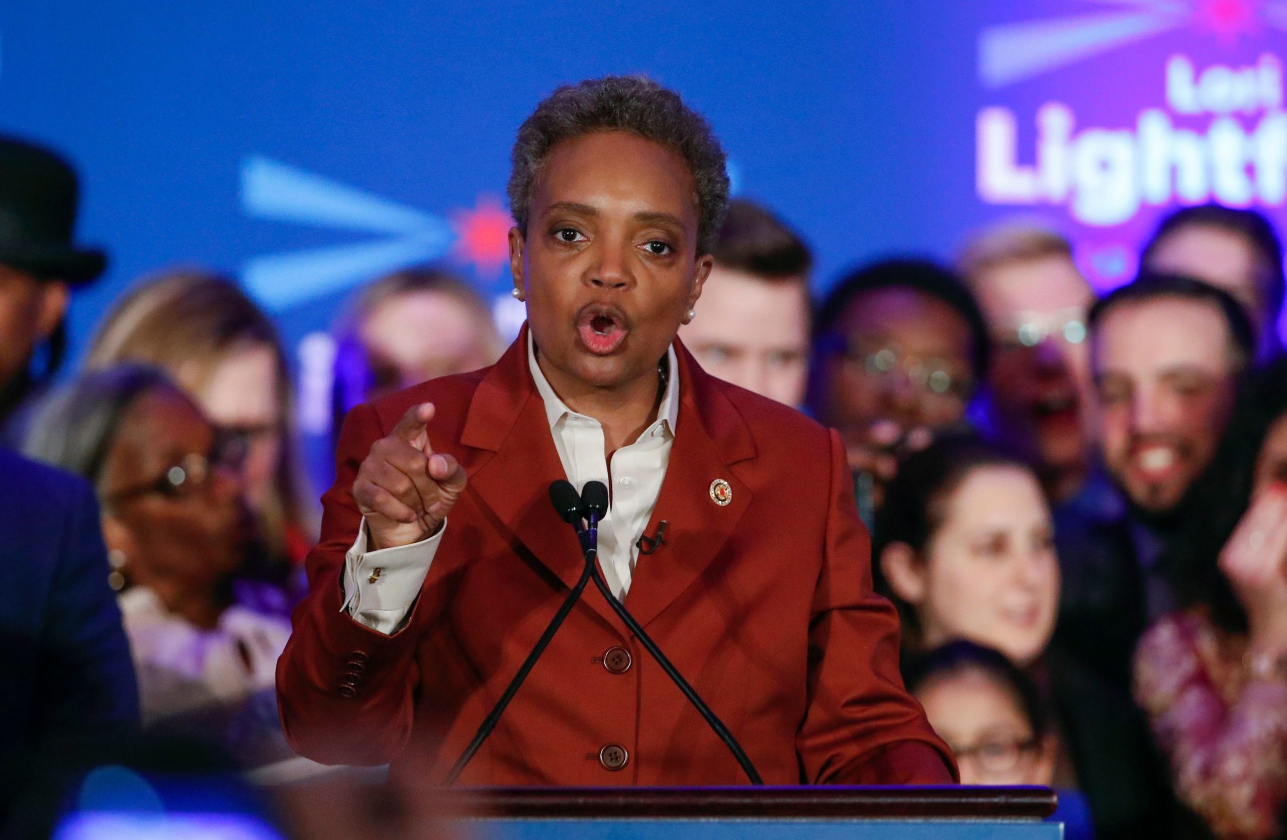 Chicago mayor elect Lori Lightfoot speaks during the election night party in Chicago, Illinois on April 2, 2019. (Photo by Kamil Krzaczynski / AFP)