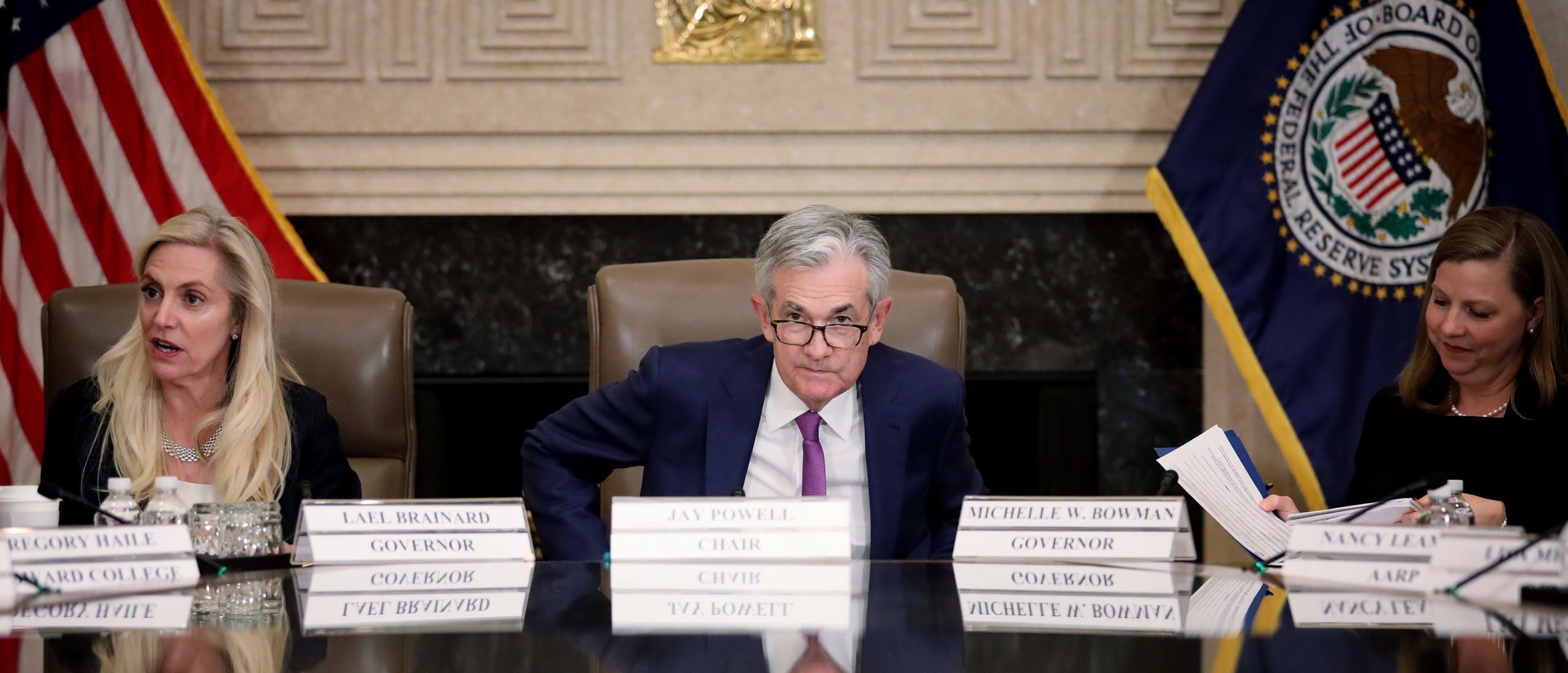 WASHINGTON, DC - OCTOBER 04: Federal Reserve Board Chairman Jerome Powell attends an event at the Federal Reserve headquarters October 4, 2019 in Washington, DC. Powell participated in a "Fed Listens" event on "Perspectives on Maximum Employment and Price Stability." (Photo by Win McNamee/Getty Images)
