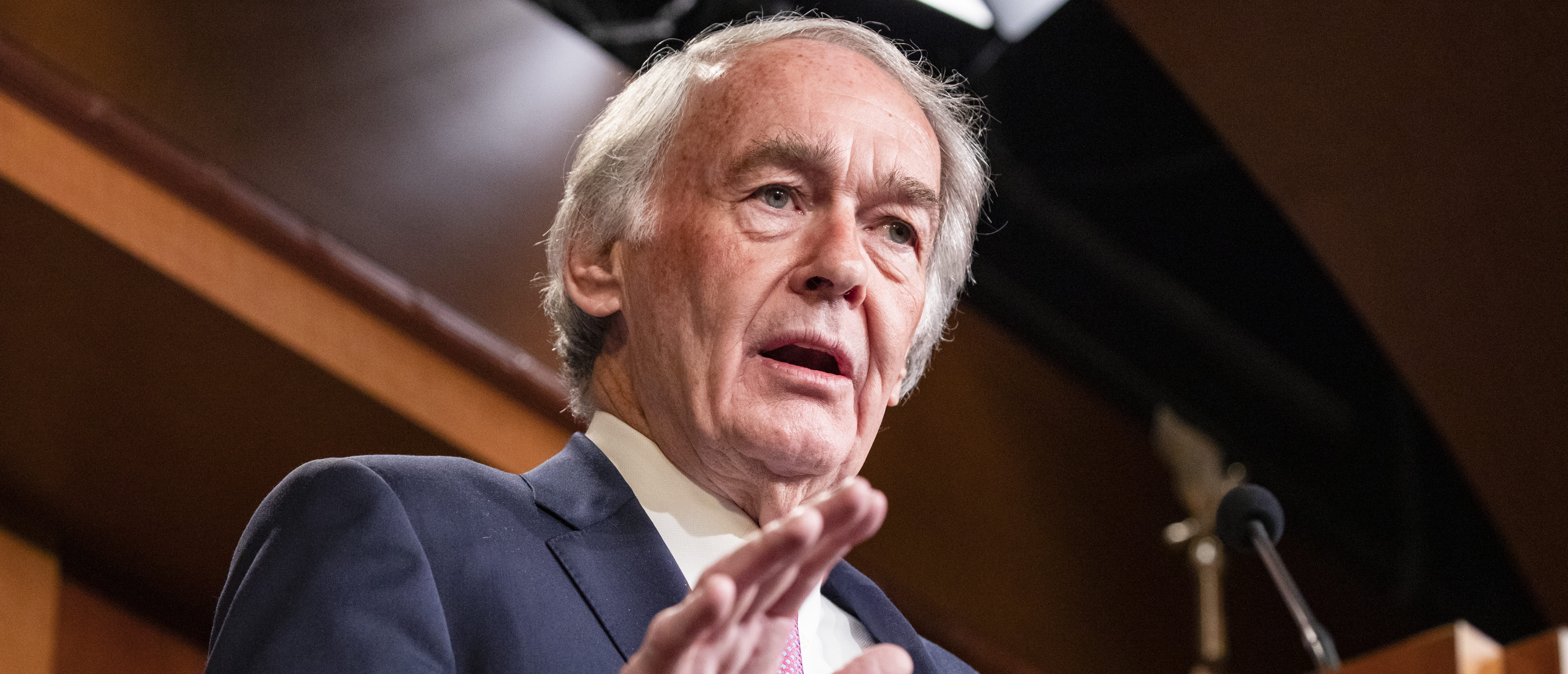 WASHINGTON, DC - JANUARY 24: Senator Ed Markey (D-MA) speaks during a press conference on the Senate impeachment trial of President Donald Trump on January 24, 2020 in Washington, DC. (Photo by Samuel Corum/Getty Images)