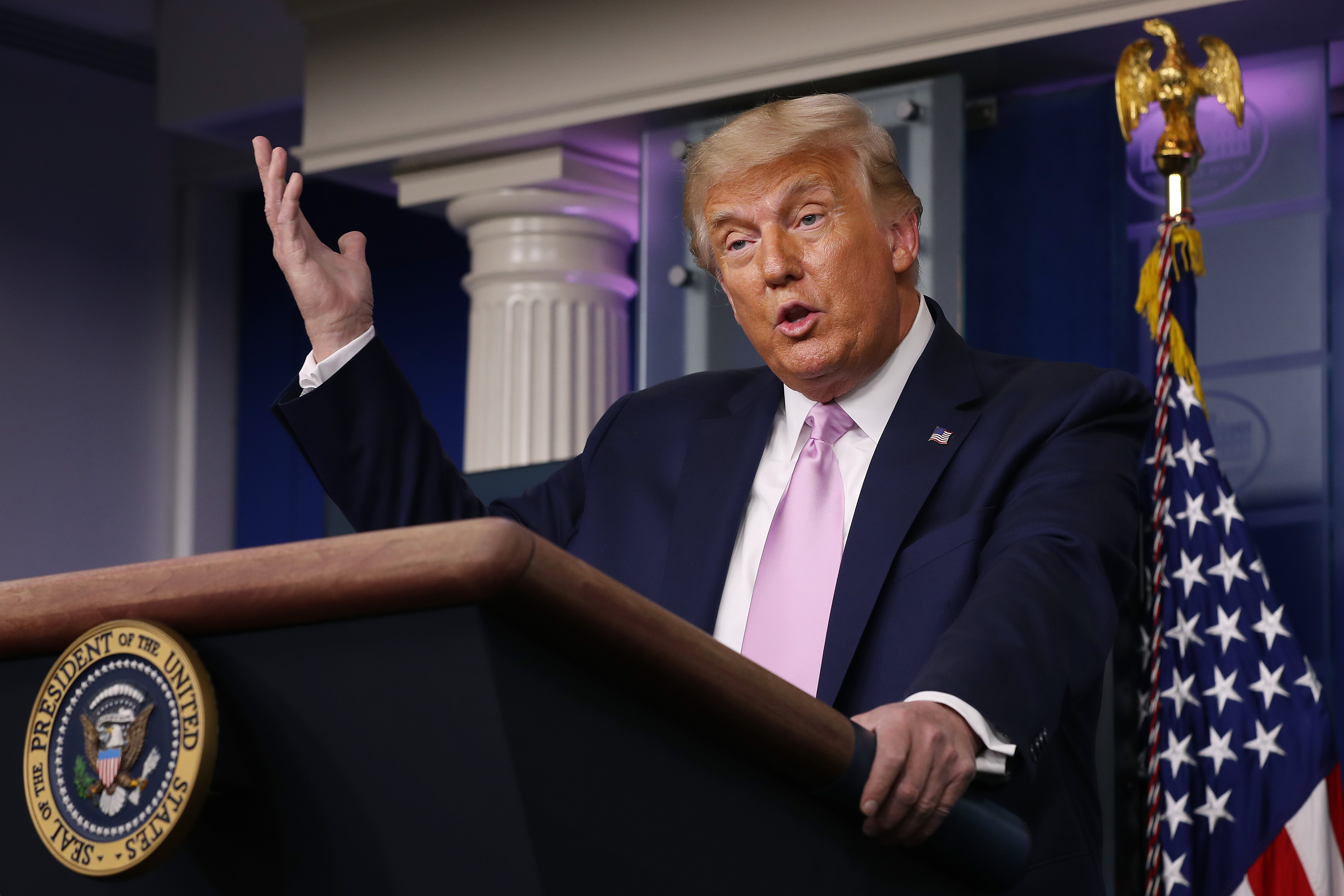 U.S. President Donald Trump holds a news conference in the Brady Press Briefing Room at the White House August 19, 2020 in Washington, DC. (Chip Somodevilla/Getty Images)