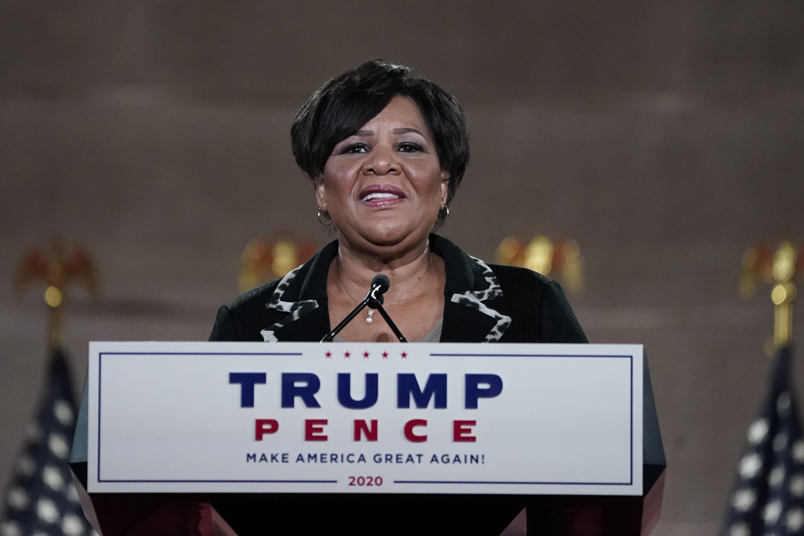 Alice Johnson pre-records her address to the Republican National Convention on August 27, 2020. (Drew Angerer/Getty Images)