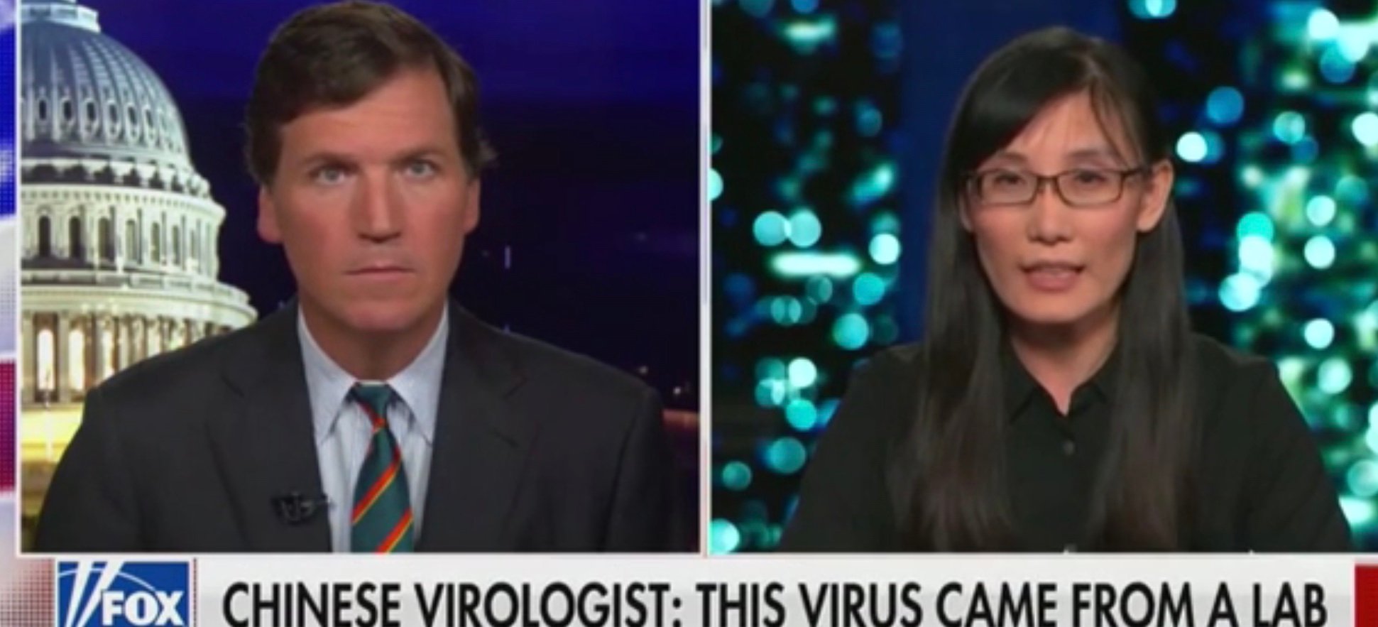 Dr. Li-Meng Yan tells Fox News host Tucker Carlson that she believes China created and spread the coronavirus, on “Tucker Carlson Tonight,” Sept. 15, 2020. Fox News screenshot
