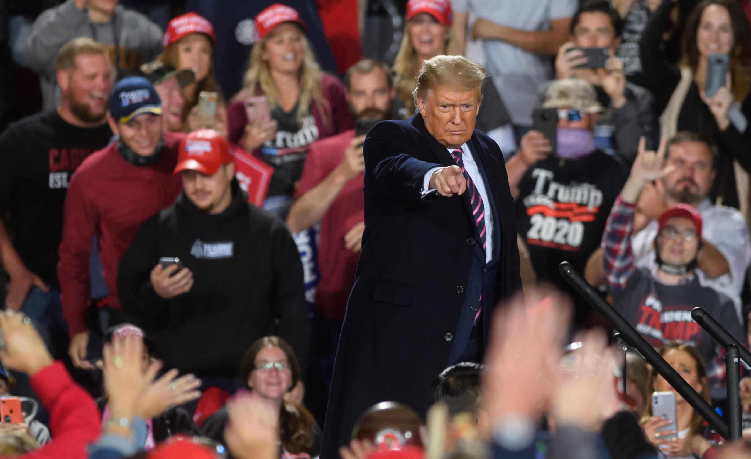MOON TOWNSHIP, PA - SEPTEMBER 22: President Donald Trump speaks at a campaign rally at Atlantic Aviation on September 22, 2020 in Moon Township, Pennsylvania. Trump won Pennsylvania by less than a percentage point in 2016 and is currently in a tight race with Democratic nominee, former Vice President Joe Biden. (Photo by Jeff Swensen/Getty Images)