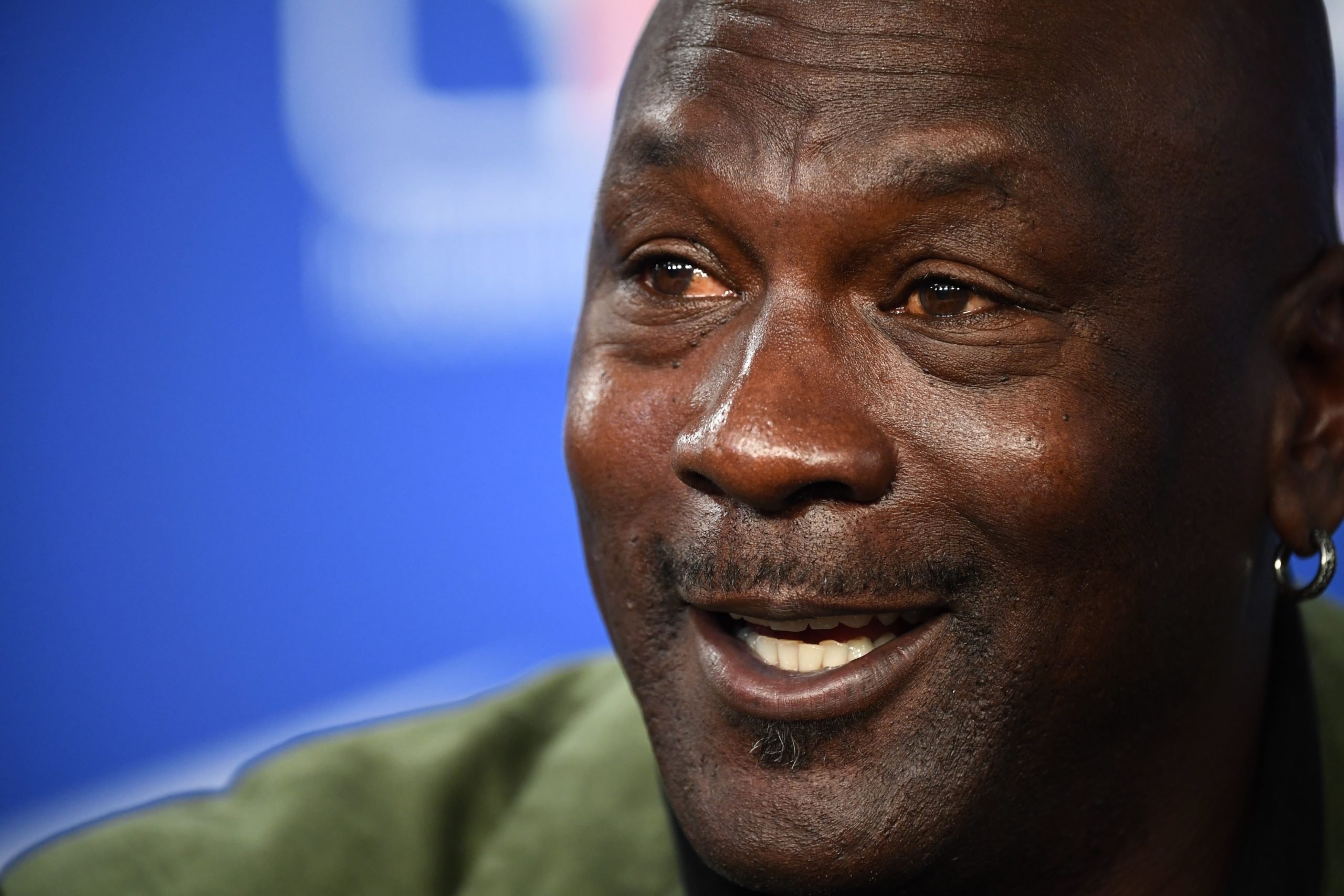 Michael Jordan addresses a press conference ahead of the NBA basketball match between Milwaukee Bucks and Charlotte Hornets at The AccorHotels Arena in Paris on January 24, 2020. (Photo by FRANCK FIFE/AFP via Getty Images)