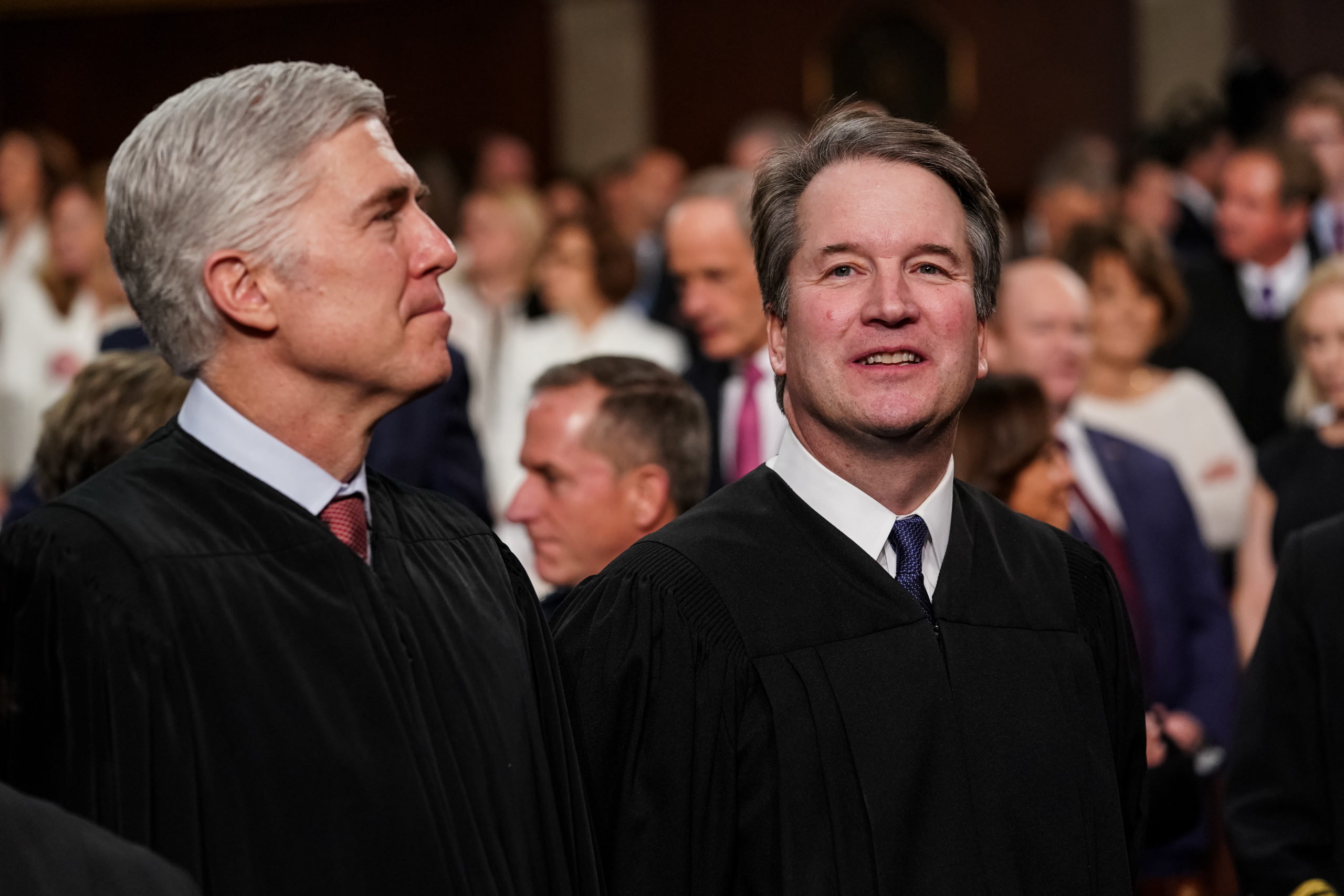 Supreme Court Justices Neil Gorsuch and Brett Kavanaugh attend the State of the Union address on Feb. 5, 2019 in Washington, D.C. (Doug Mills-Pool/Getty Images)