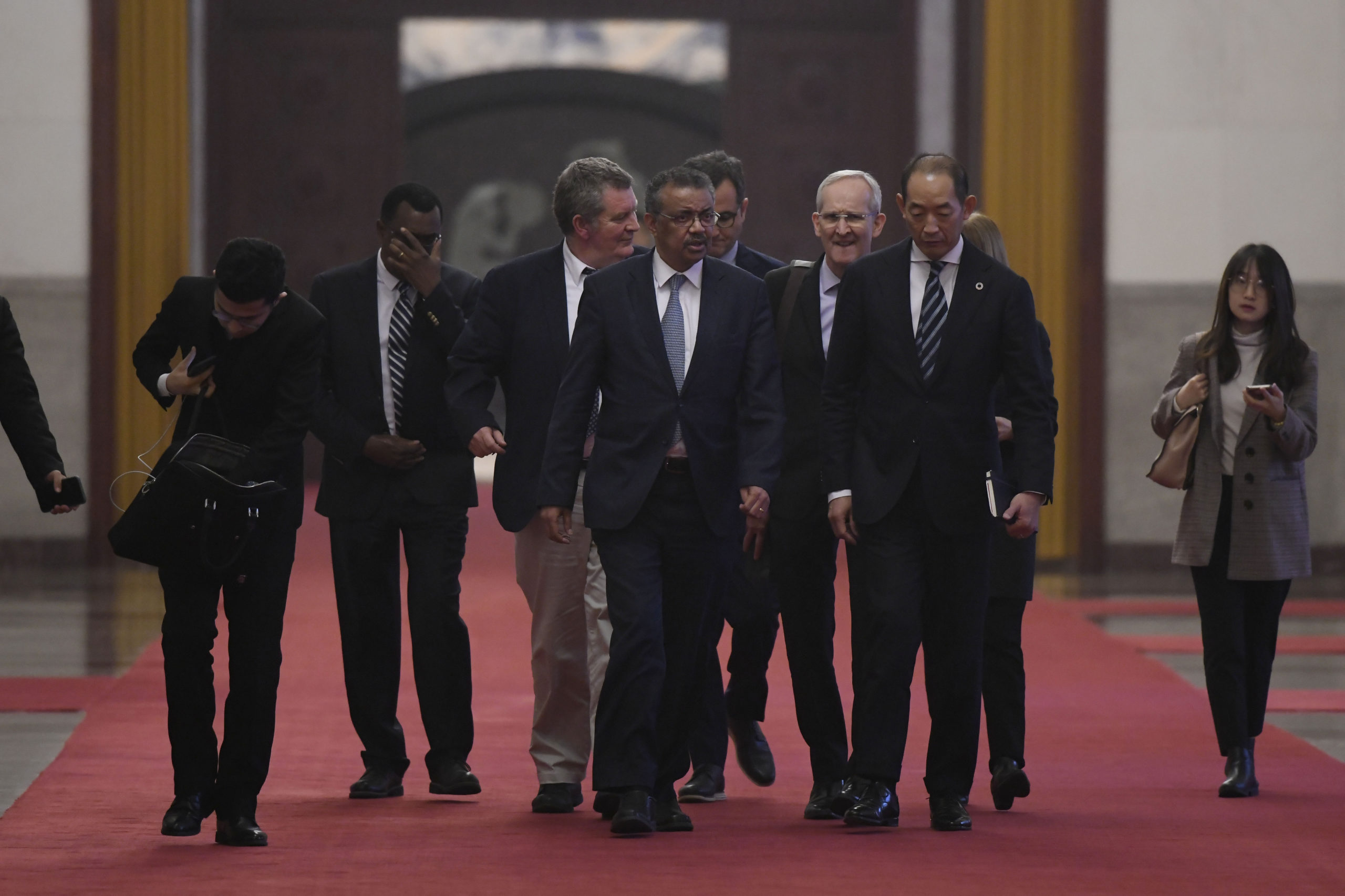 WHO Director General Tedros Adhanom arrives in Beijing, China on January 28. (Naohiko Hatta/Pool/Getty Images)