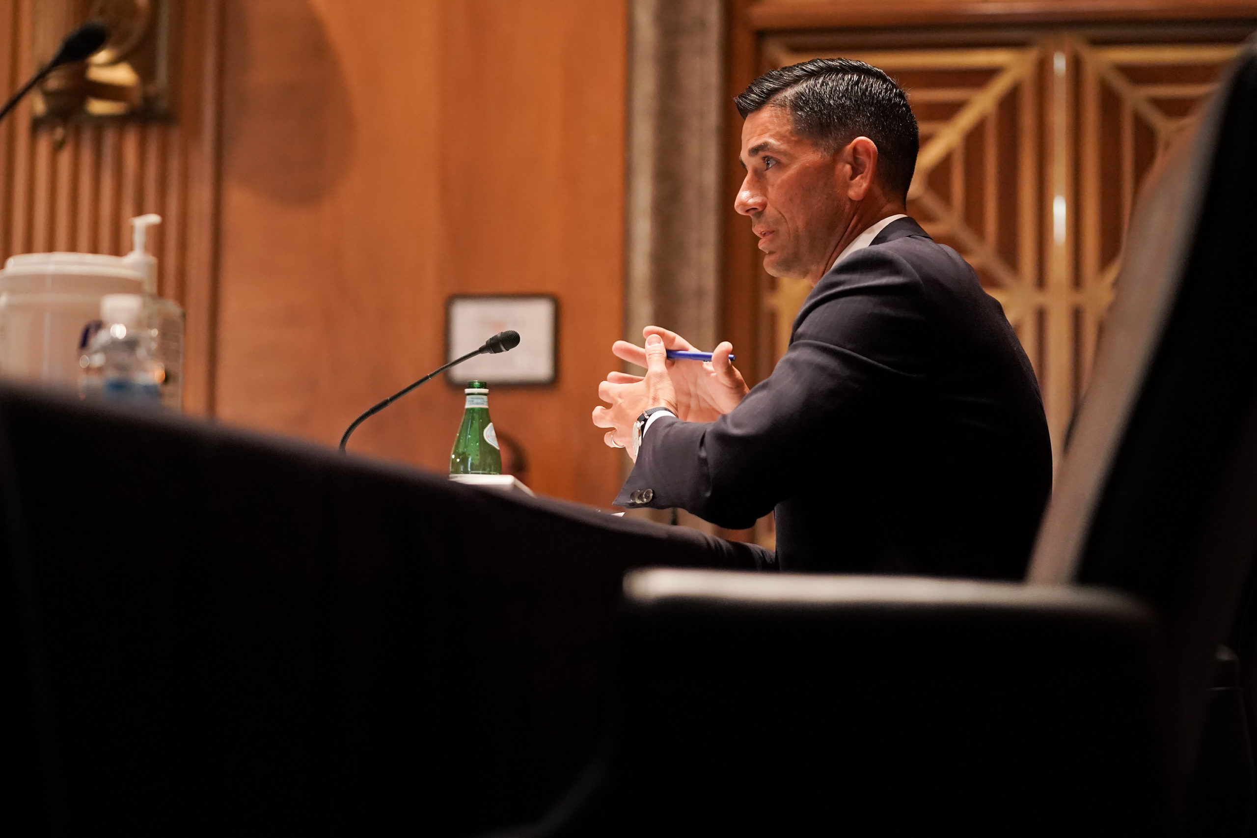 Acting Secretary of Homeland Security Chad Wolf testifies at his Senate Homeland Security and Governmental Affairs Committee confirmation hearing on September 23, 2020 in Washington, D.C. (Greg Nash/Pool/AFP via Getty Images)