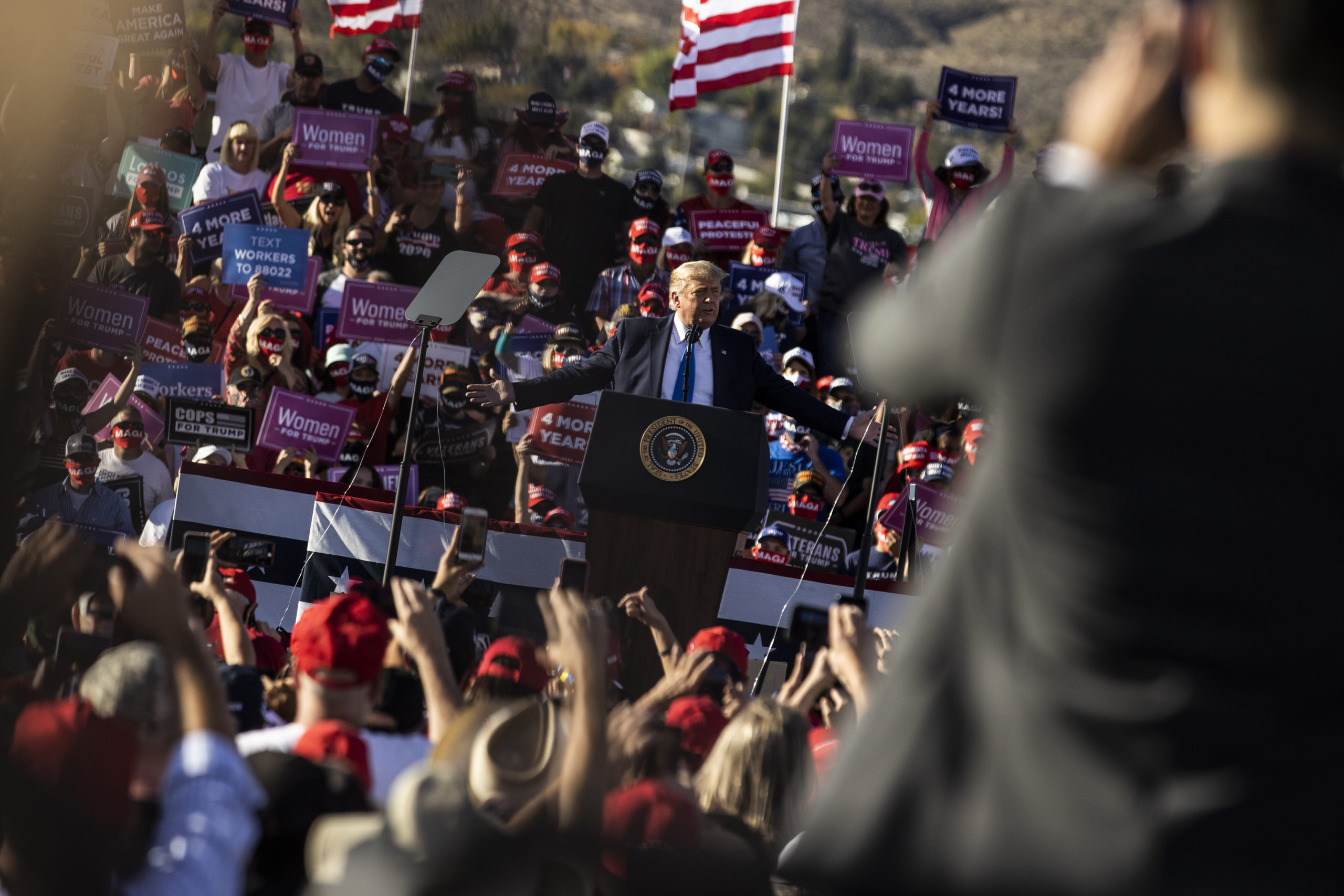 CARSON CITY, NV - OCTOBER 18: President Donald Trump speaks during a campaign rally on October 18, 2020 in Carson City, Nevada. With 16 days to go before the November election, President Trump is back on the campaign trail with multiple daily events as he continues to campaign against Democratic presidential nominee Joe Biden. (Photo by Stephen Lam/Getty Images)