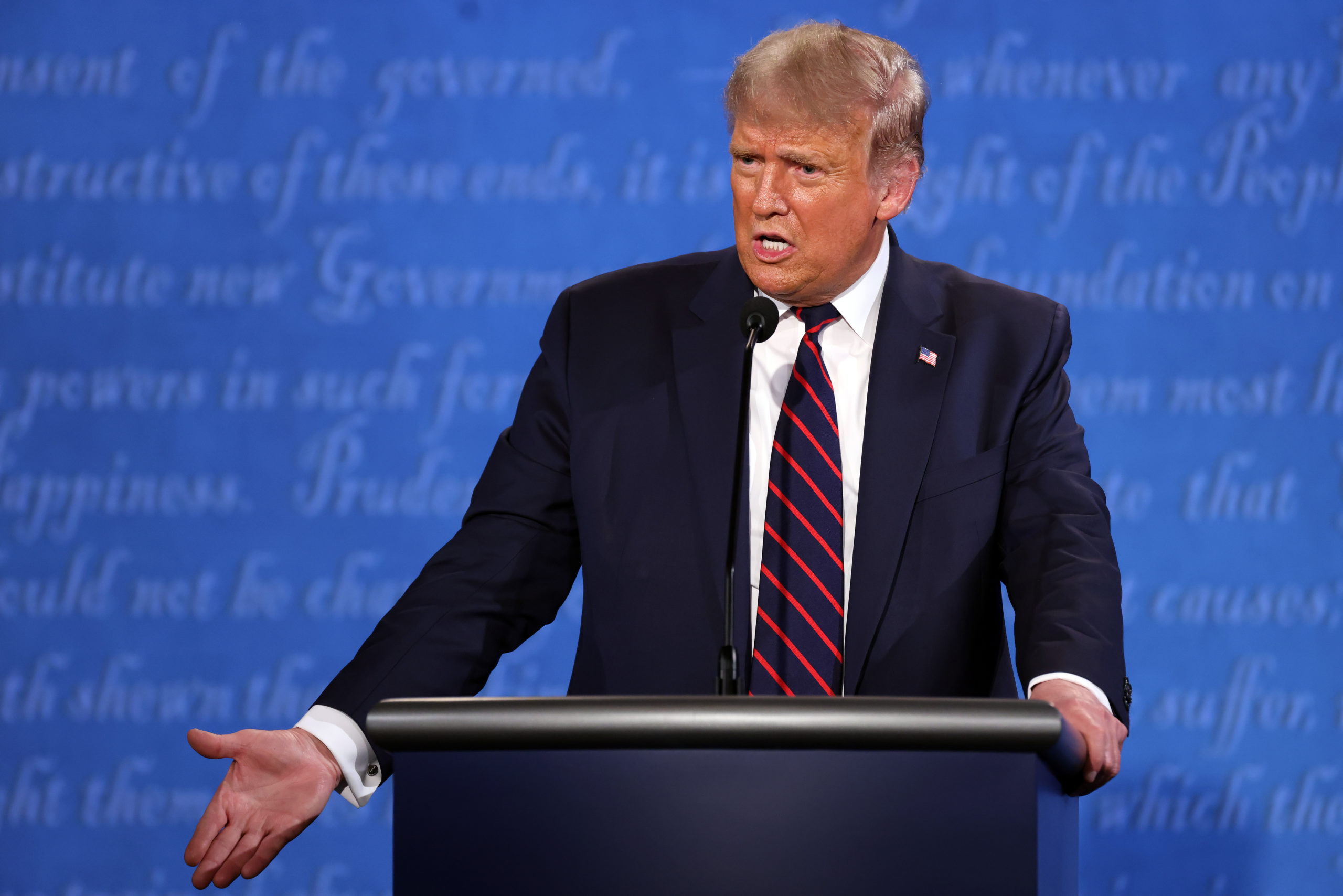 President Donald Trump participates in the first presidential debate against Democratic presidential nominee Joe Biden at the Health Education Campus of Case Western Reserve University on September 29, 2020 in Cleveland, Ohio. (Win McNamee/Getty Images)