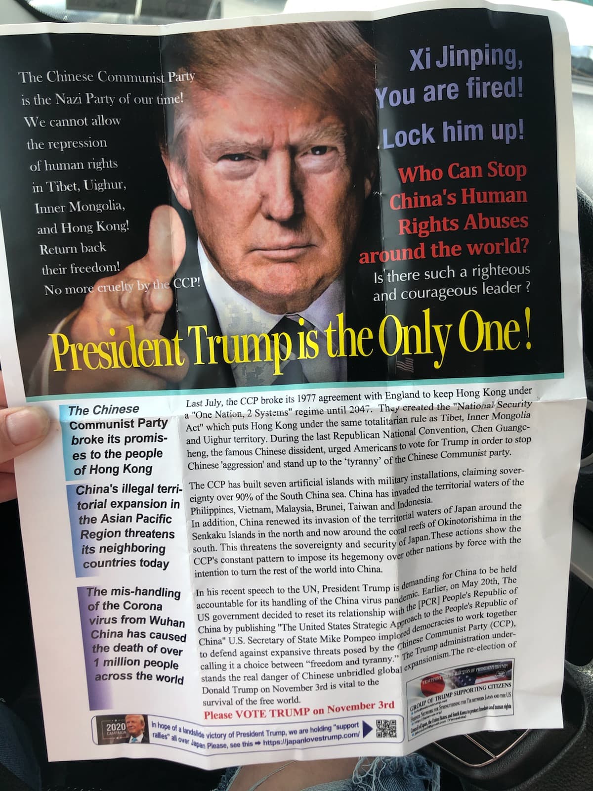 Pennsylvania citizens began receiving flyers handed out by Sean Moon's Sanctuary Church comparing China to Nazi Germany which were later shared over messaging apps and social media. (Provided to The Daily Caller News Foundation)