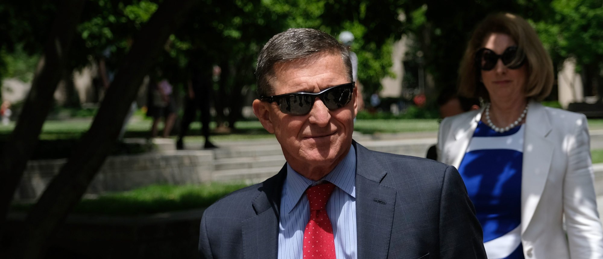 WASHINGTON, DC - JUNE 24: President Donald Trump’s former National Security Adviser Michael Flynn leaves the E. Barrett Prettyman U.S. Courthouse on June 24, 2019 in Washington, DC. Criminal sentencing for Flynn will be on hold for at least another two months. (Photo by Alex Wroblewski/Getty Images)