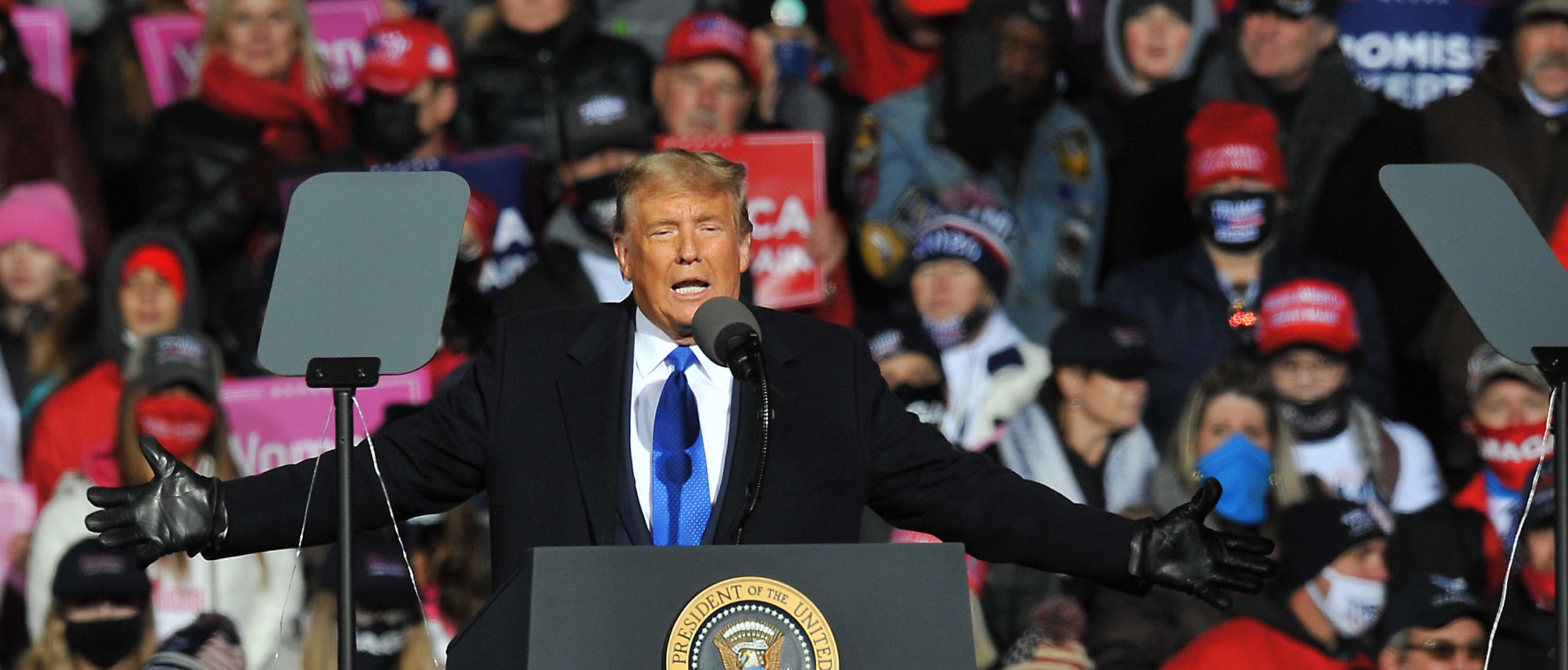 OMAHA, NE - OCT. 27: US President Donald Trump speaks during a campaign rally on Oct. 27, 2020 in Omaha, Nebraska. With the presidential election one week away, candidates of both parties are attempting to secure their standings in important swing states. (Photo by Steve Pope/Getty Images)
