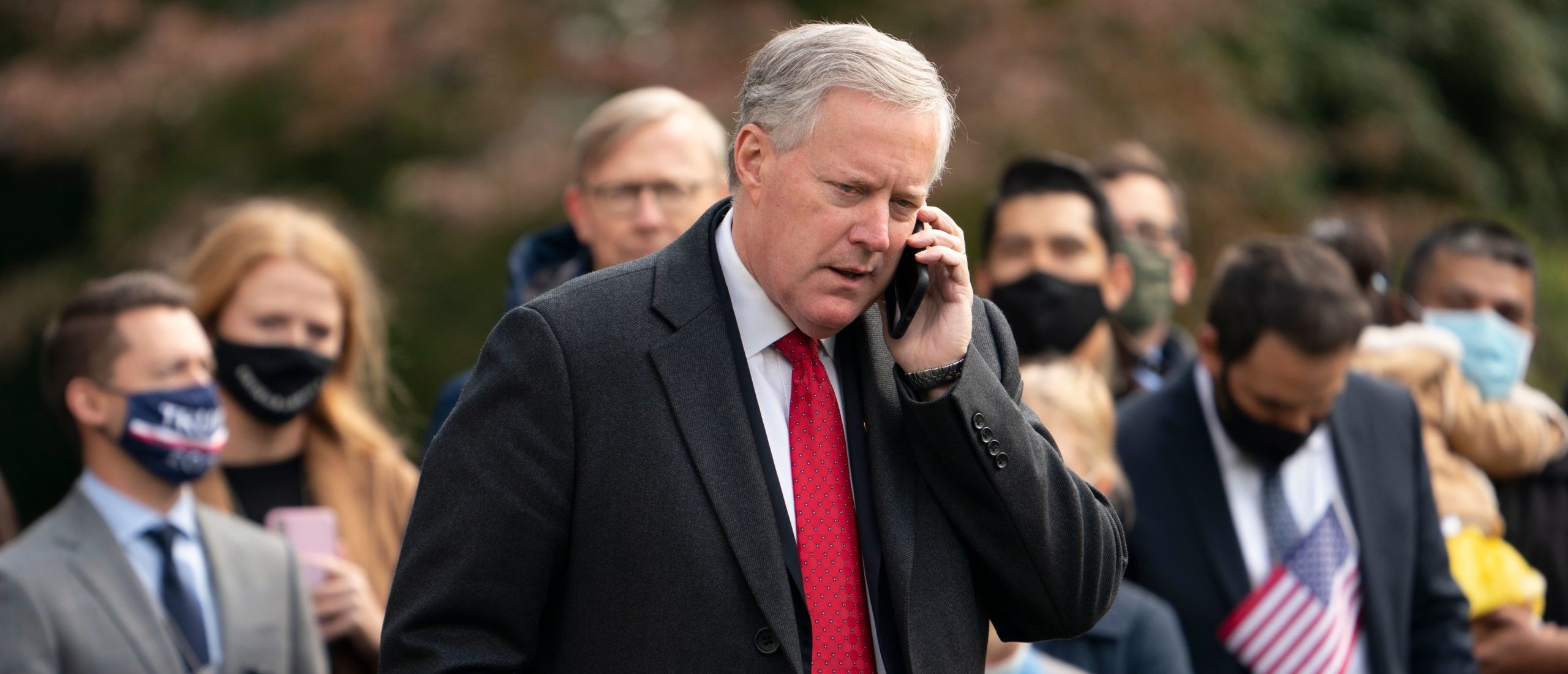 White House Chief of Staff Mark Meadows speaks on his phone as he waits for US President Donald Trump to depart the White House on October 30, 2020 in Washington, DC. - Trump travels to Michigan, Wisconsin and Minnesota for campaign rallies. (Photo by ANDREW CABALLERO-REYNOLDS/AFP via Getty Images)