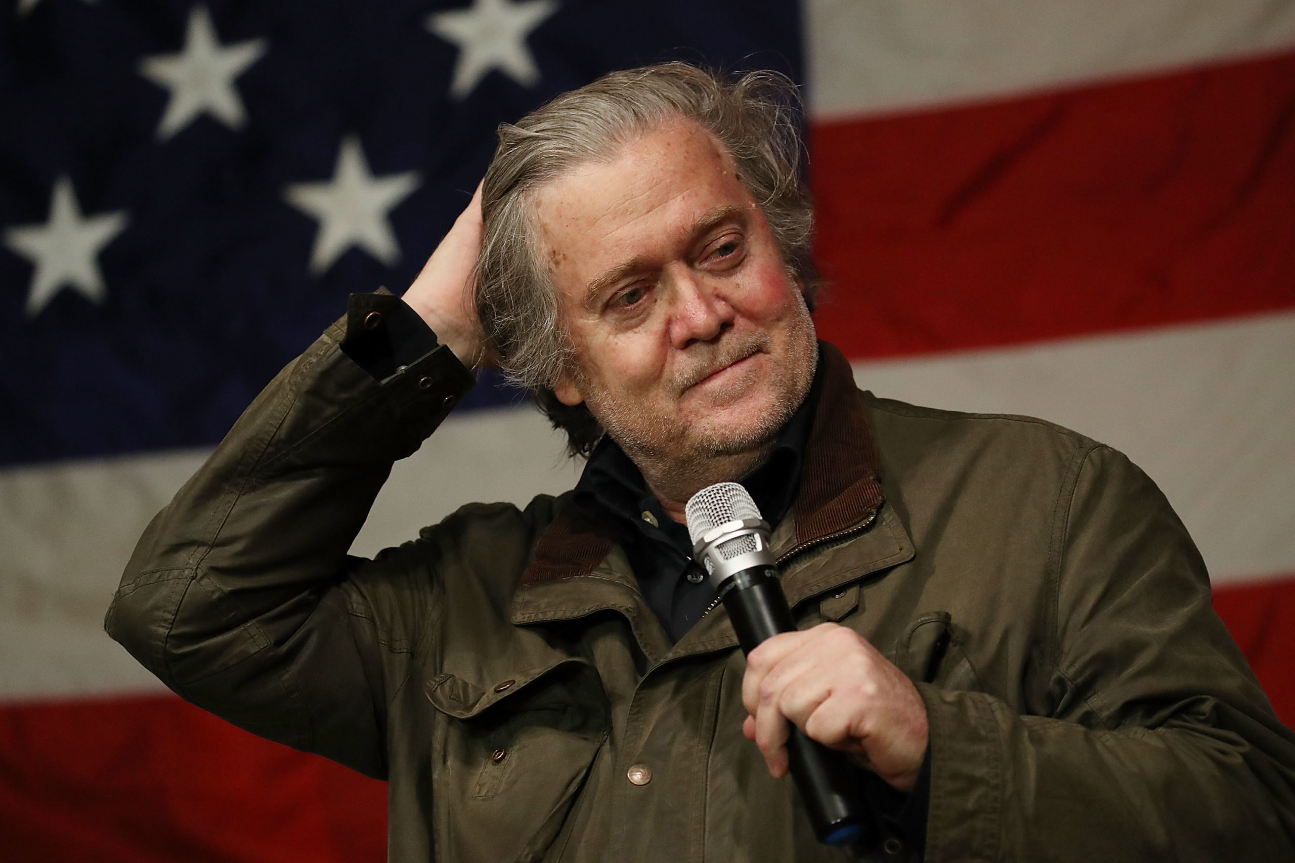 FAIRHOPE, AL - DECEMBER 05: Steve Bannon speaks before introducing Republican Senatorial candidate Roy Moore during a campaign event at Oak Hollow Farm on December 5, 2017 in Fairhope, Alabama. Mr. Moore is facing off against Democrat Doug Jones in next week's special election for the U.S. Senate. (Photo by Joe Raedle/Getty Images)
