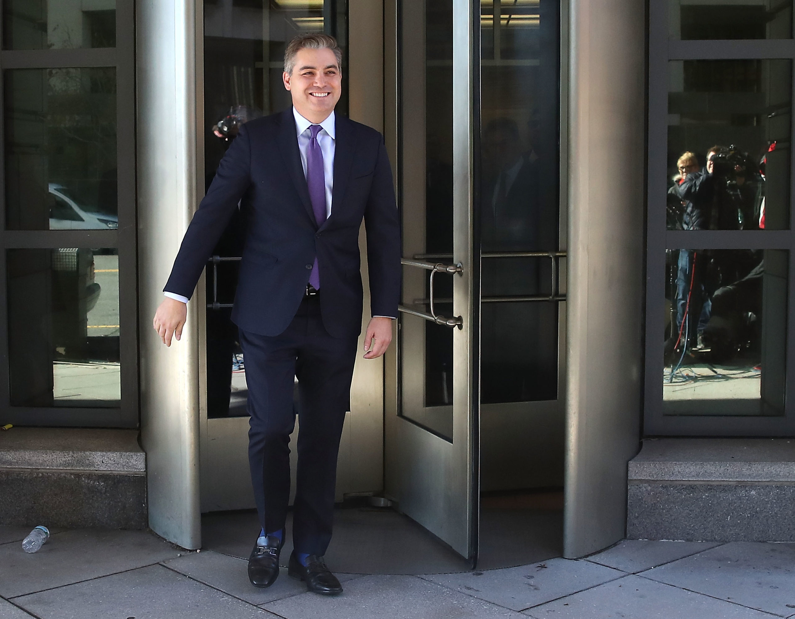CNN White House correspondent Jim Acosta walks out of the U.S. District Court House after a judge ruled that he should have his White House press pass returned immediately, on November 16, 2018 in Washington, DC. (Mark Wilson/Getty Images)