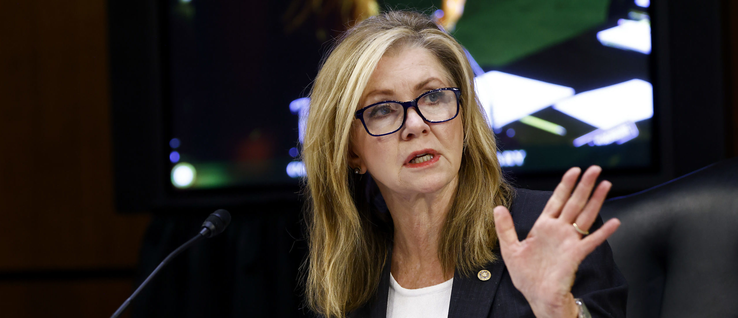 Sen. Marsha Blackburn (R-TN), speaks during the Senate Judiciary Committee confirmation hearing for Supreme Court nominee Judge Amy Coney Barrett on Capitol Hill on October 13, 2020 in Washington, DC. (Samuel Corum/Getty Images)