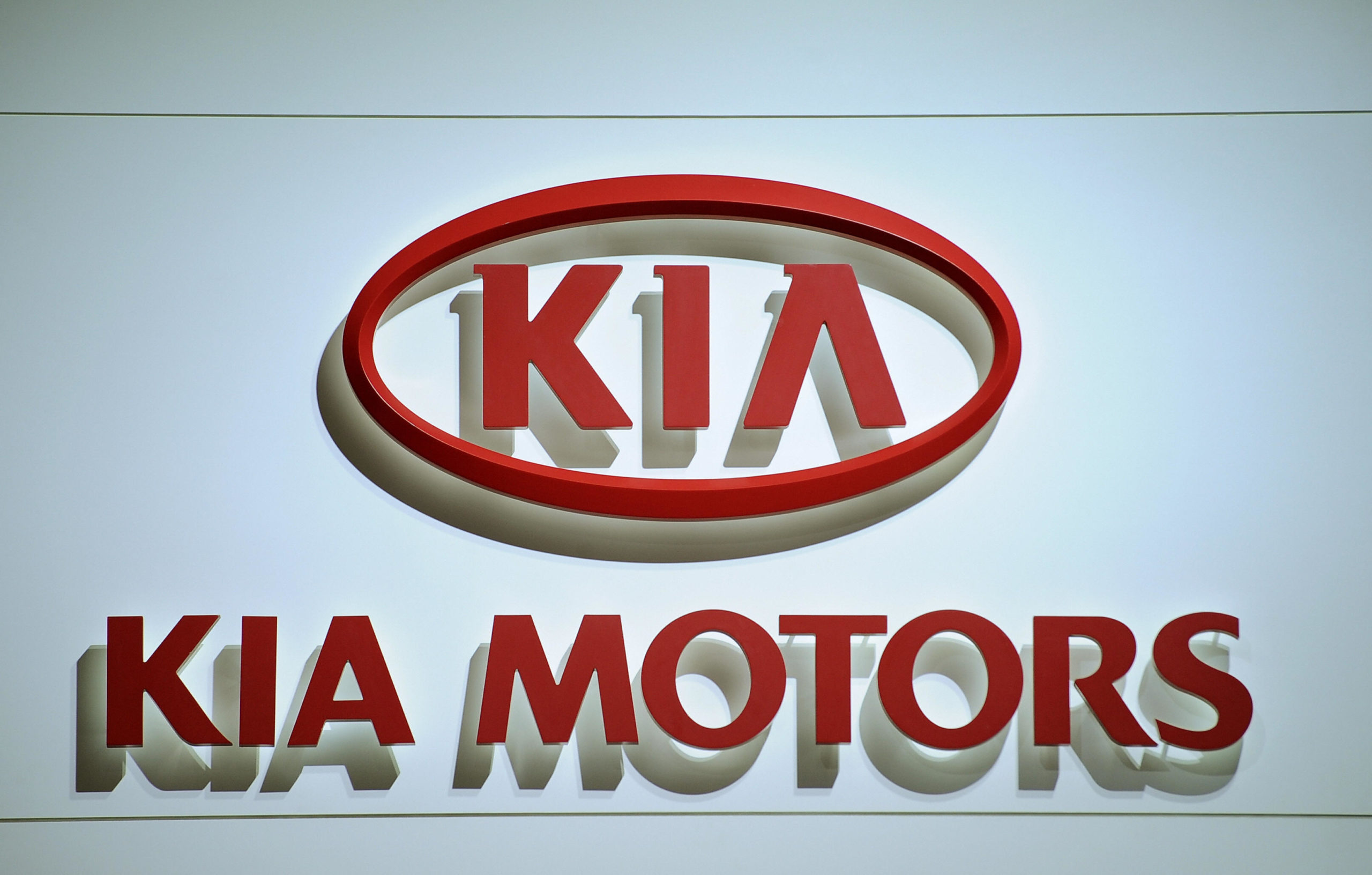 Logo of Kia Motors at the North American International Auto Show January 12, 2009 in Detroit, Michigan. AFP PHOTO/Stan HONDA (Photo credit should read STAN HONDA/AFP via Getty Images)