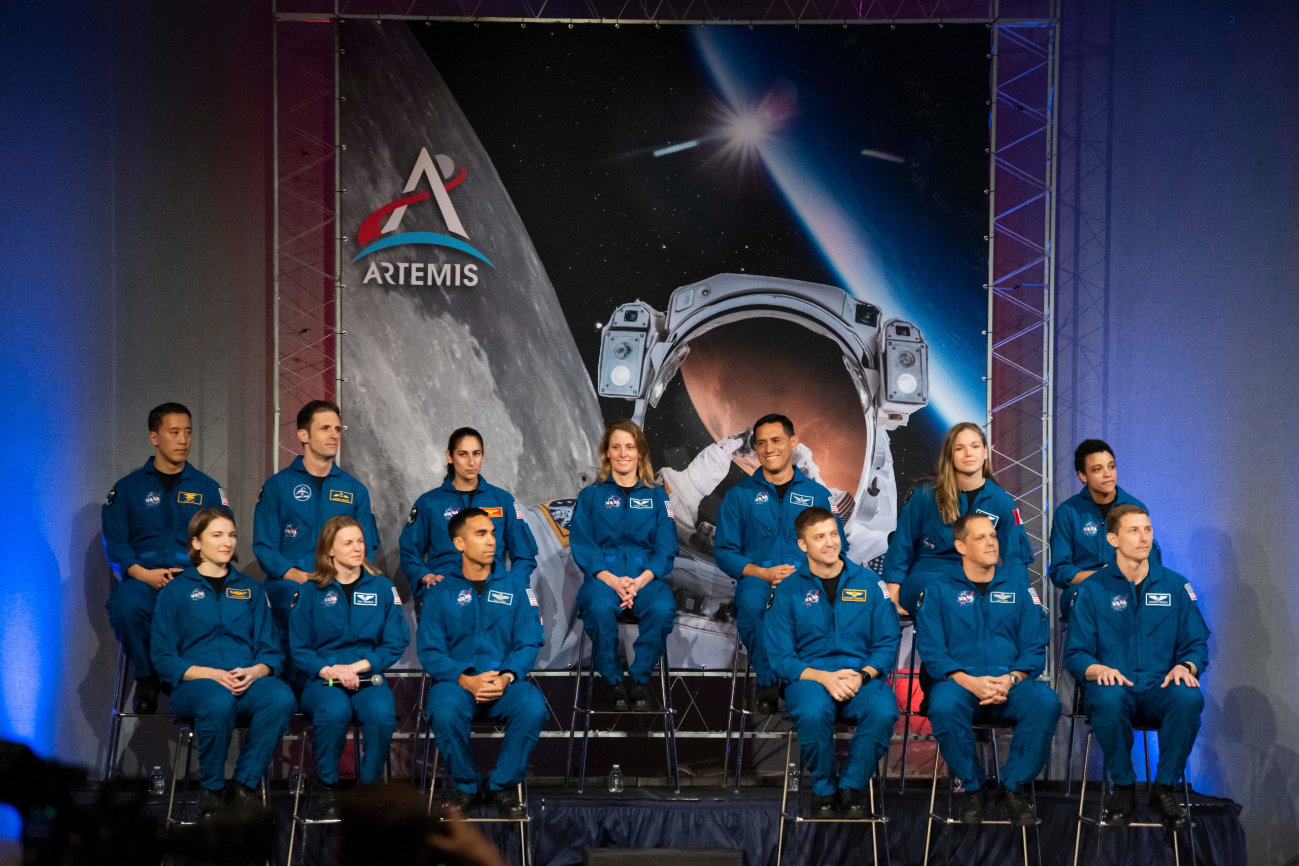 NASA and Canadian Space Agency (CSA) astronauts are introduced during their graduation at Johnson Space Center in Houston Texas. They are the first candidates to graduate under the Artemis program (Photo by MARK FELIX/AFP via Getty Images)