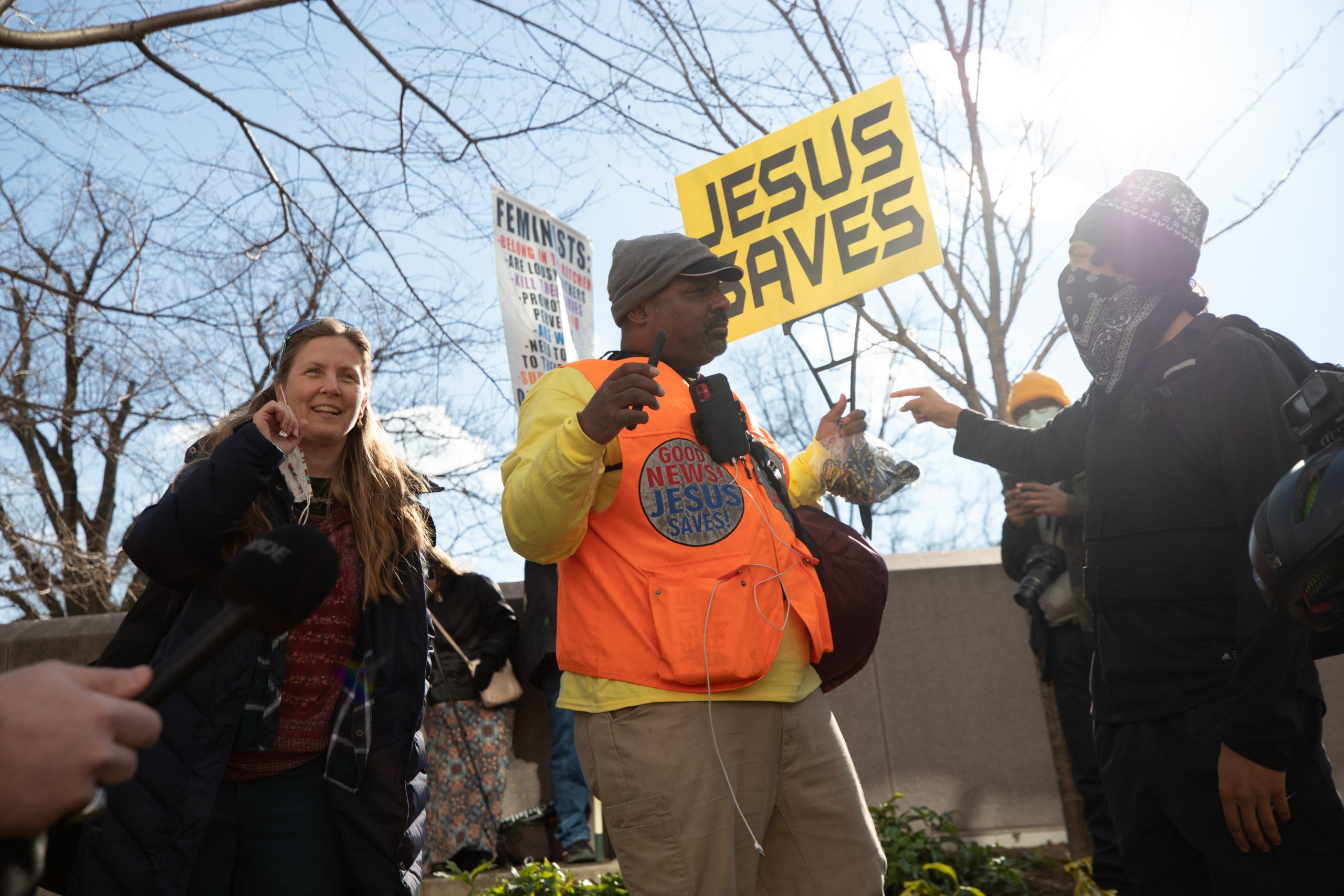 Several religious demonstrators gathered near Union Station in Washington, D.C. on Jan. 20, 2021. (Kaylee Greenlee - Daily Caller News Foundation)