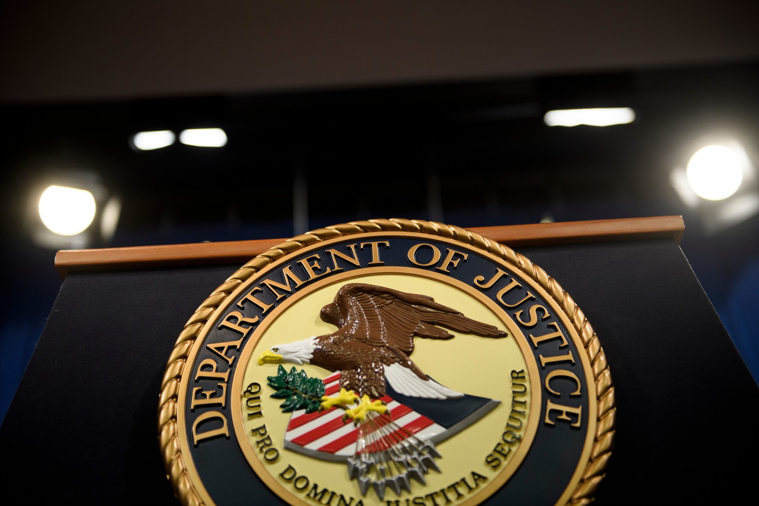 A view of the Department of Justice press room pictured in 2019. (Brendan Smialowski/AFP via Getty Images)