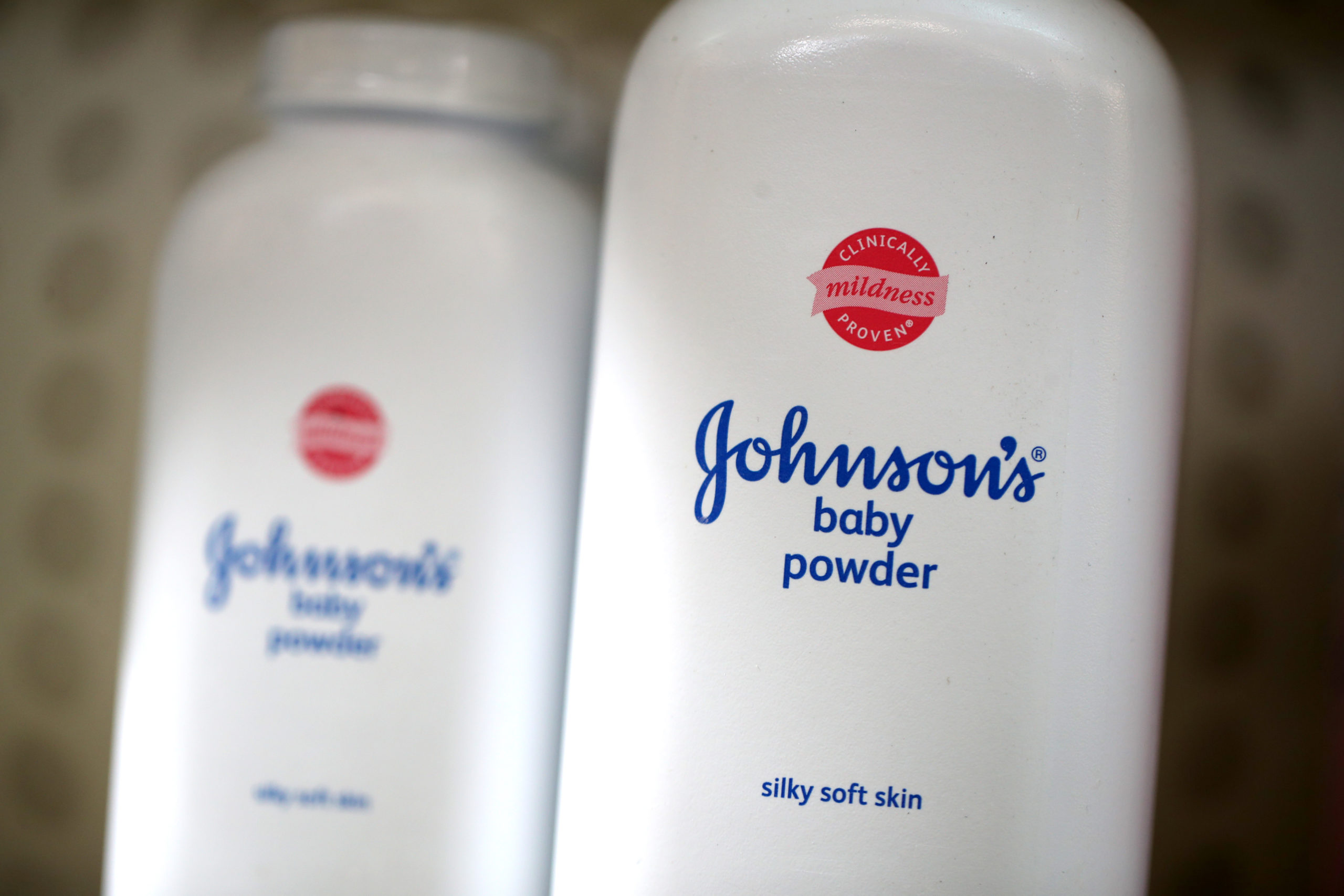 Containers of Johnson's baby powder made by Johnson and Johnson sits on a shelf at Jack's Drug Store on October 18, 2019 in San Anselmo, California. (Photo Illustration by Justin Sullivan/Getty Images)