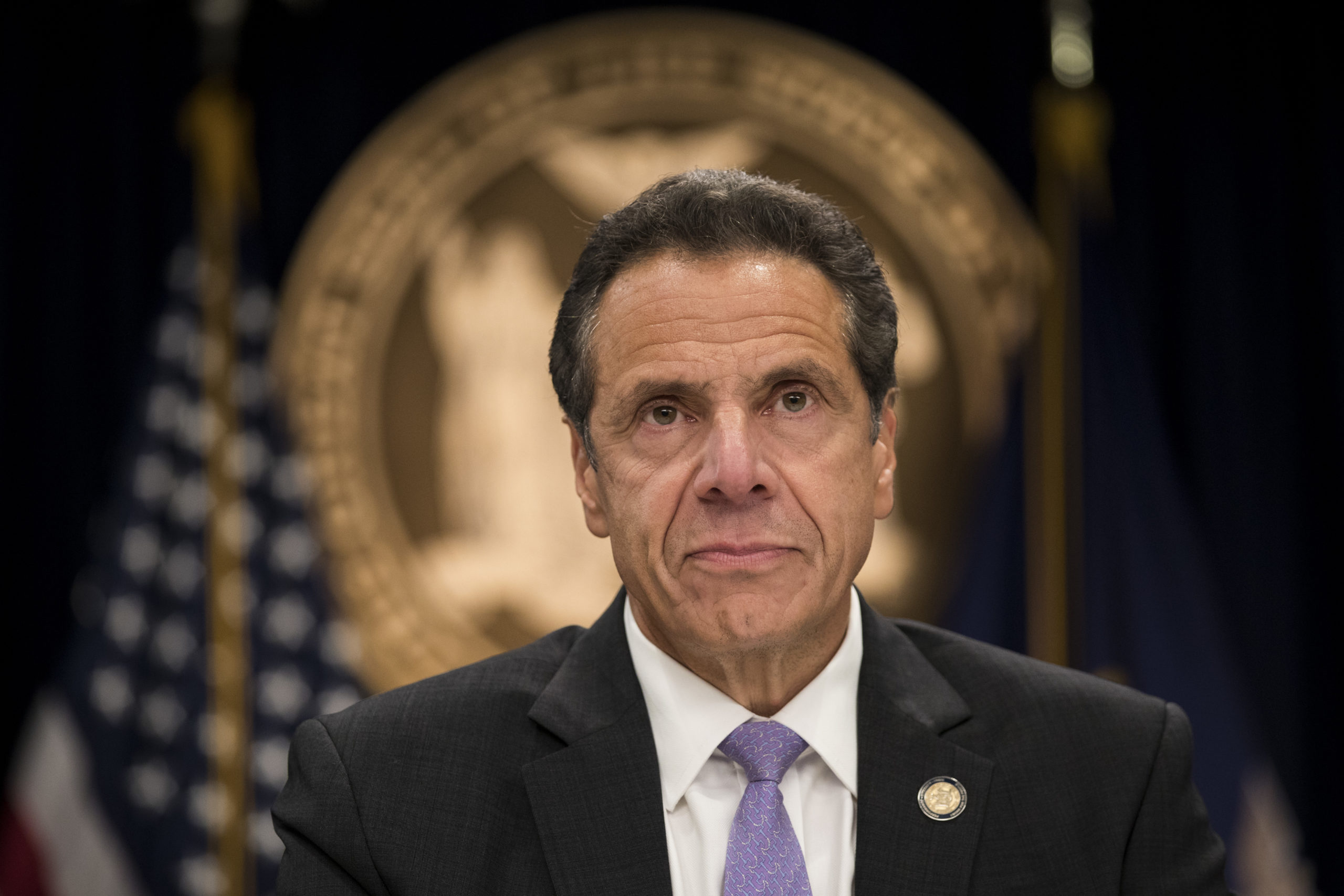 New York Governor Andrew Cuomo speaks during a press conference at his Midtown Manhattan office in 2018. (Drew Angerer/Getty Images)